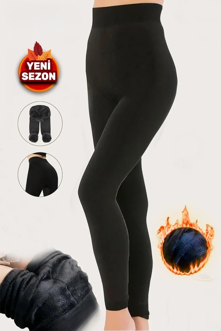 4659 - İçi Kürklü -20C°  Dikişsiz Termal Tayt 320 gr