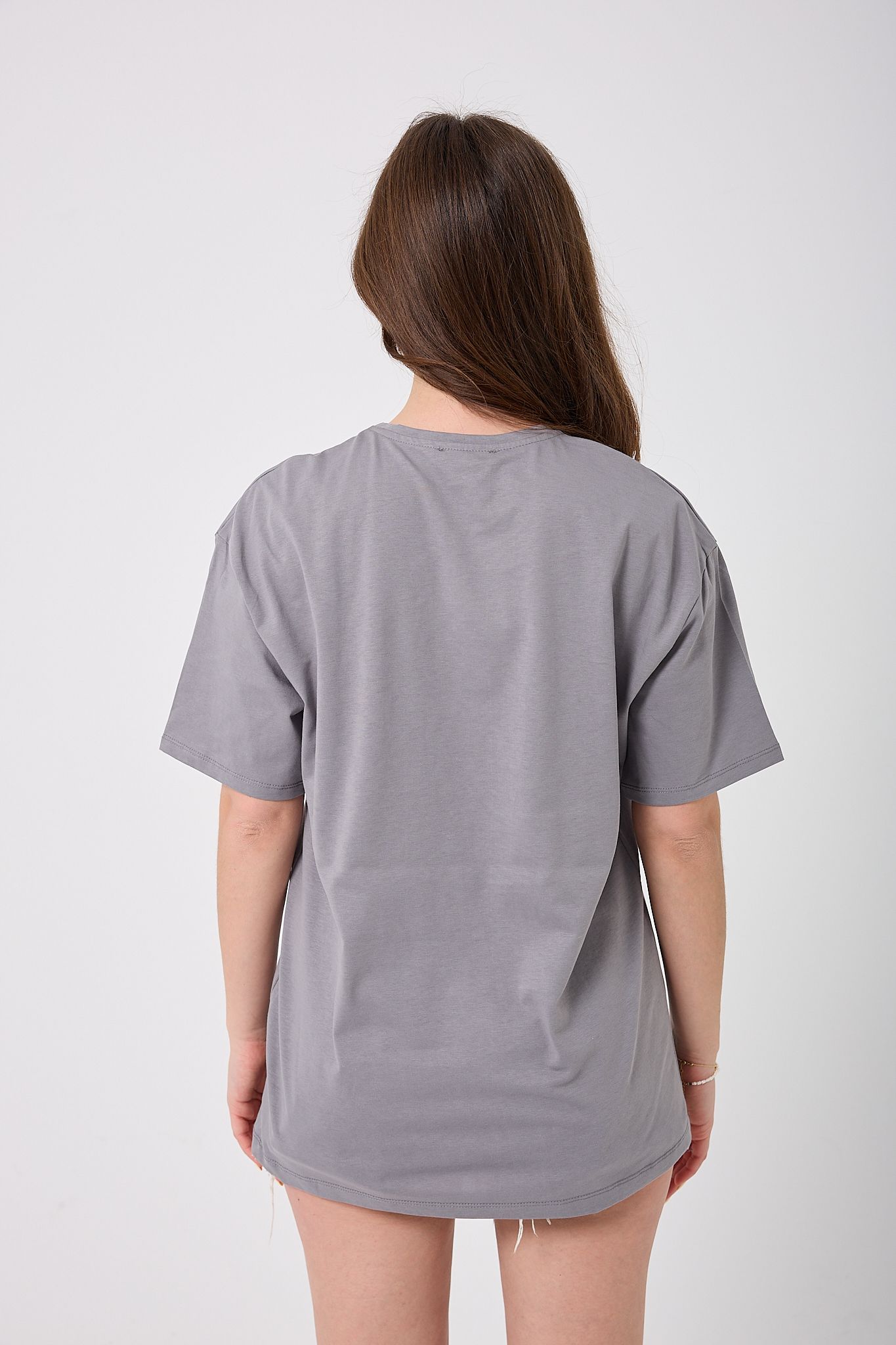 4619 - Oversize LOVE IS THE ANSWER Yazı Baskılı T-Shirt