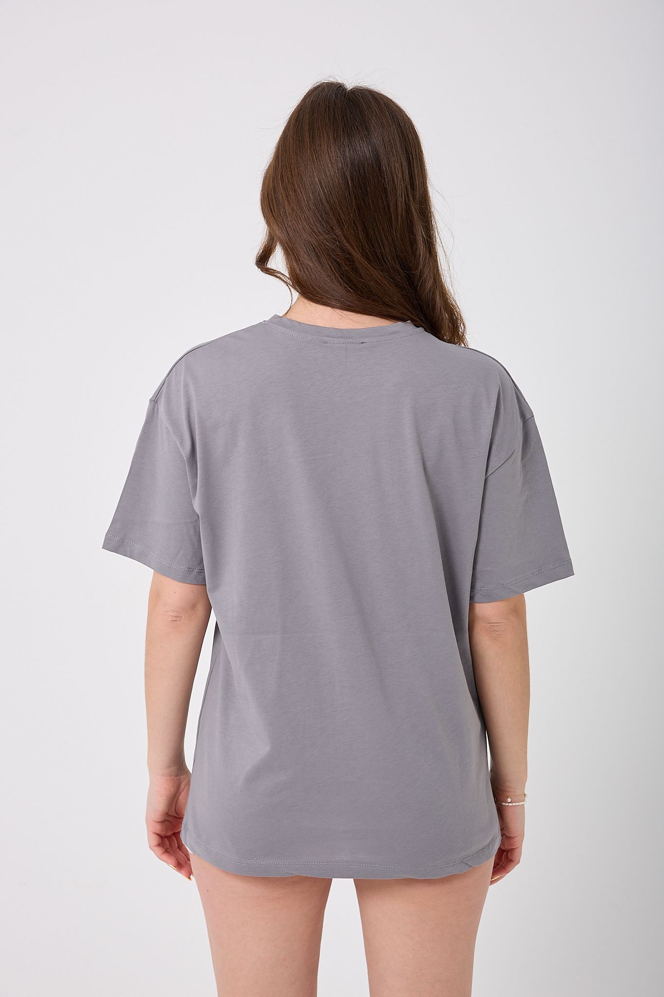 4618 - Oversize TAŞLI KALP Baskılı T-Shirt