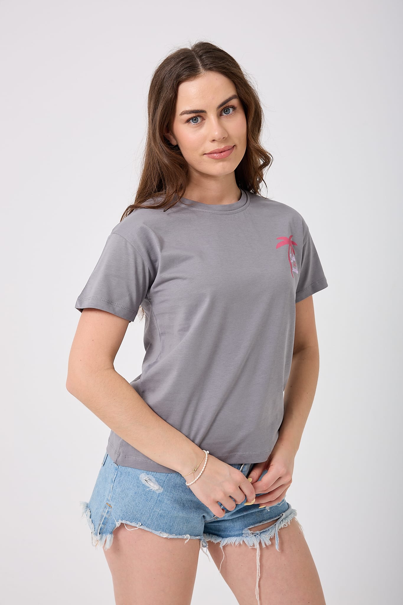 4624 - Palmiye Baskılı T-Shirt