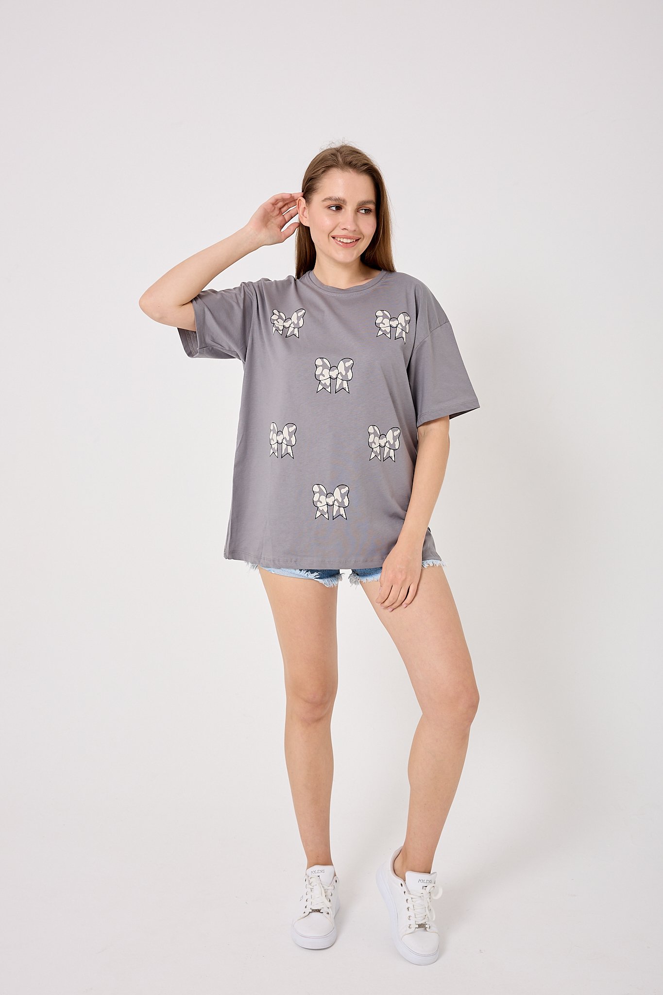 4610-Oversize Fiyonk Baskılı T-Shirt