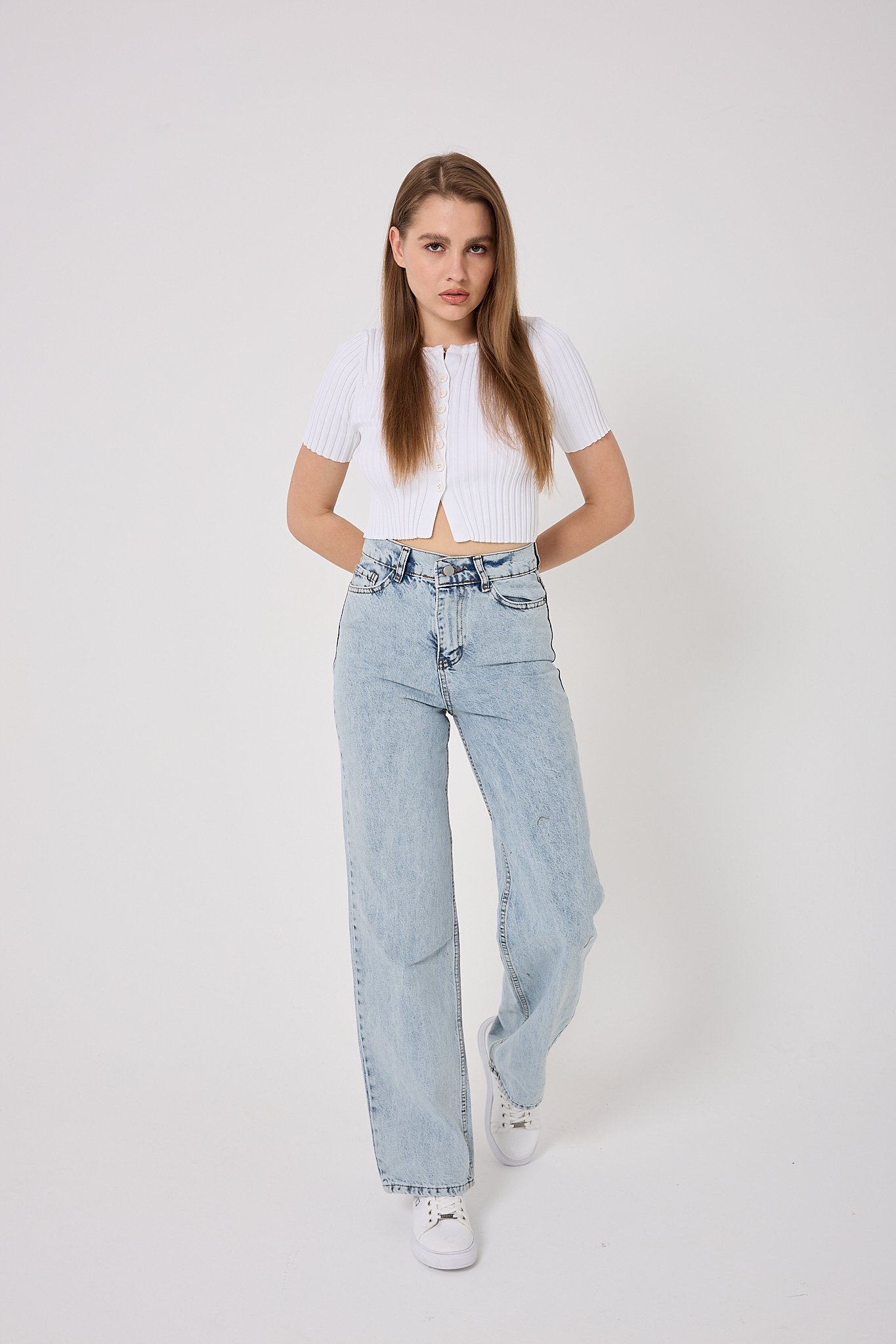  4606 - Palazzo Denim Pantolon - Kar Yıkama