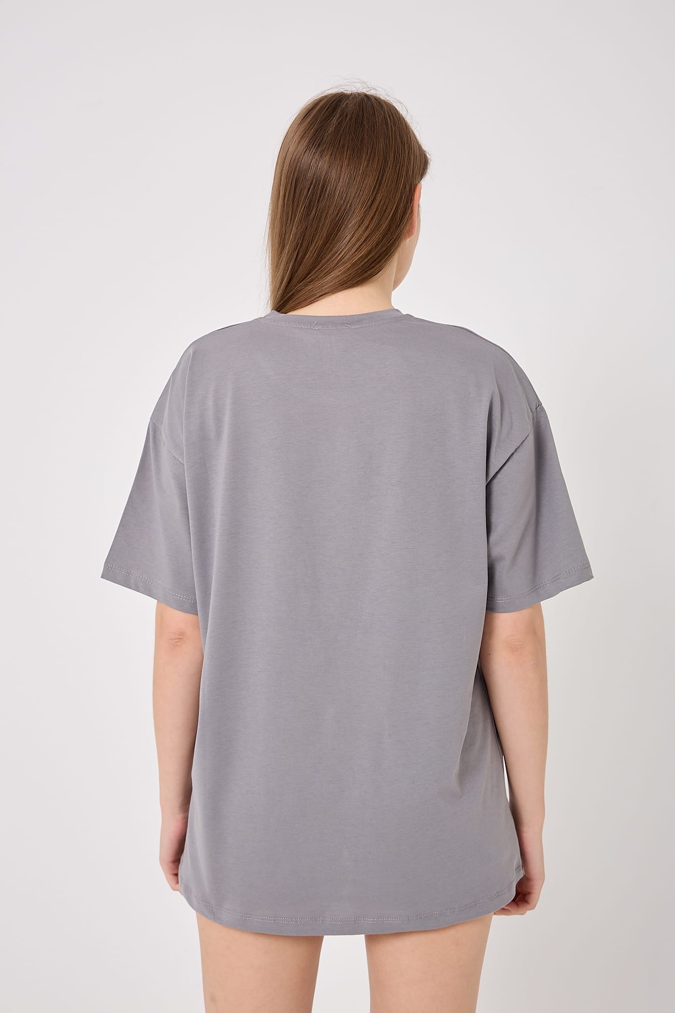4610-Oversize Fiyonk Baskılı T-Shirt