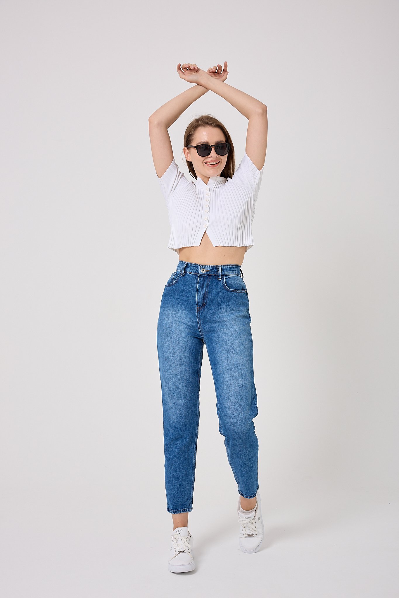  4607-Mom Denim Pantolon - Mavi
