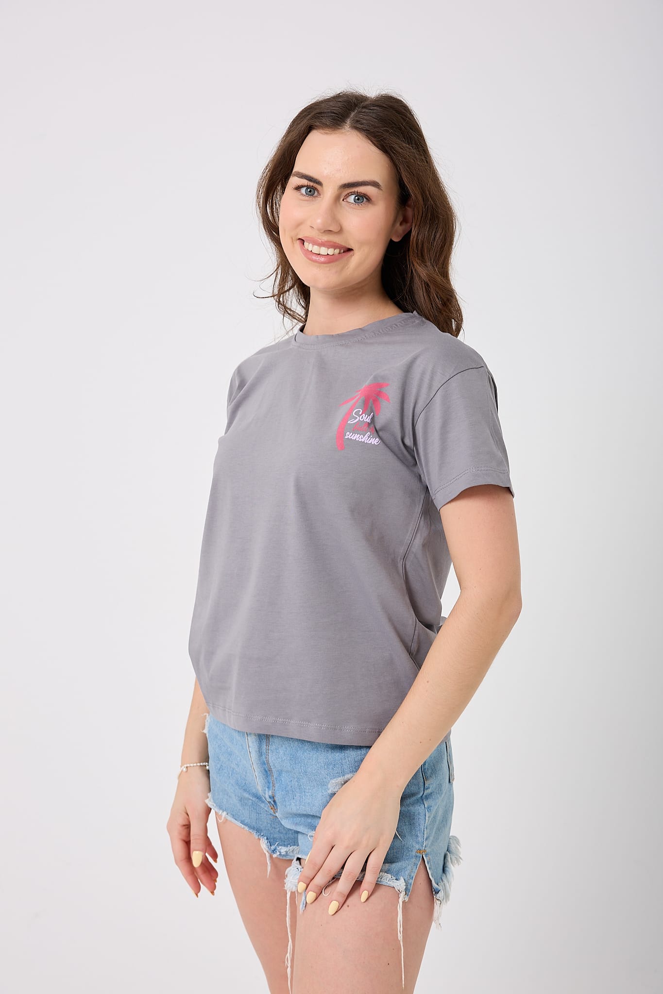 4624 - Palmiye Baskılı T-Shirt