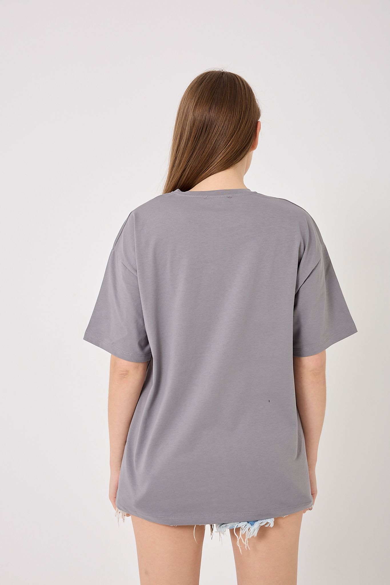  4616 - Oversize CHERRY BOMB Yazı Baskılı T-Shirt