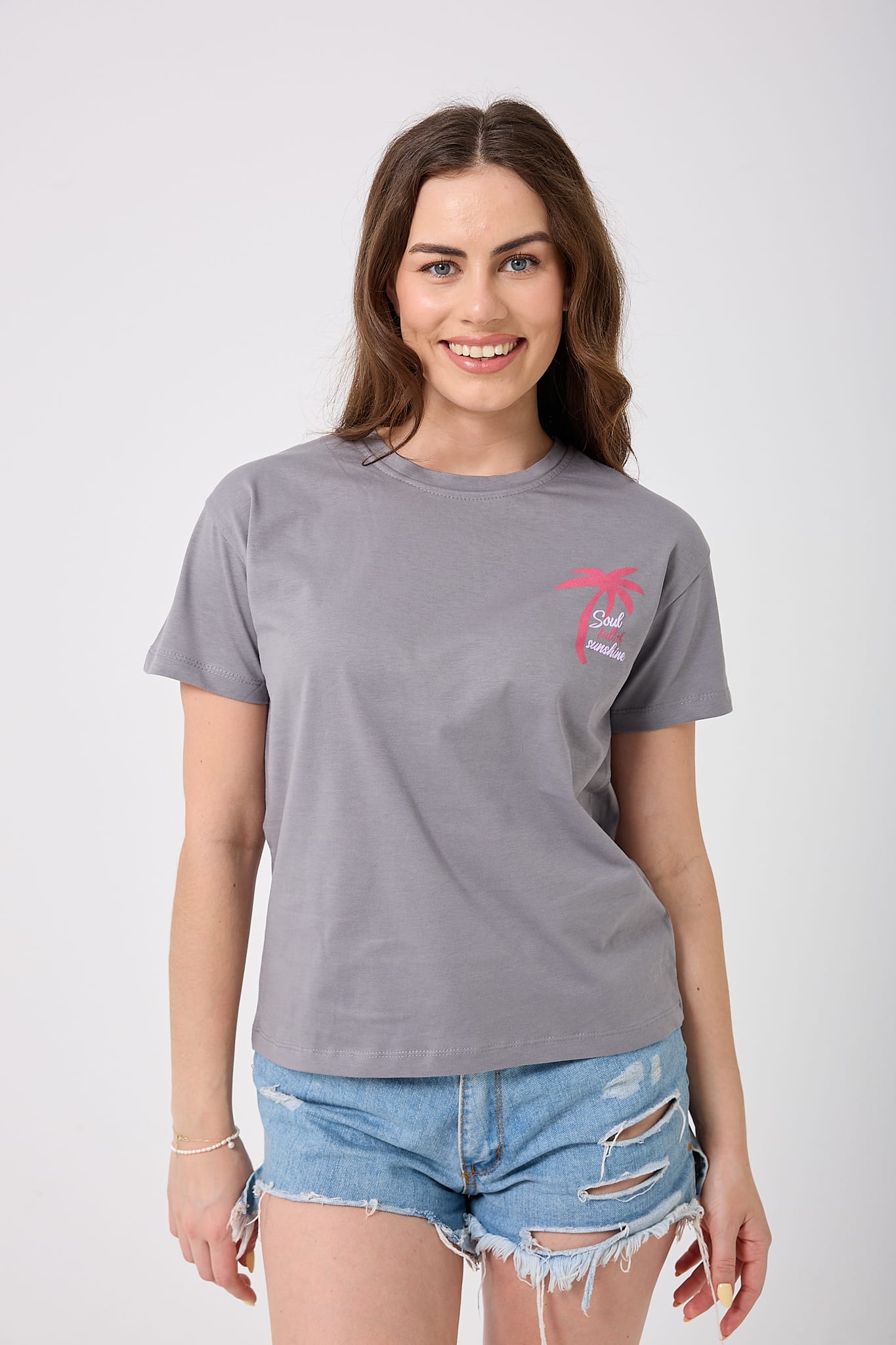4624 - Palmiye Baskılı T-Shirt