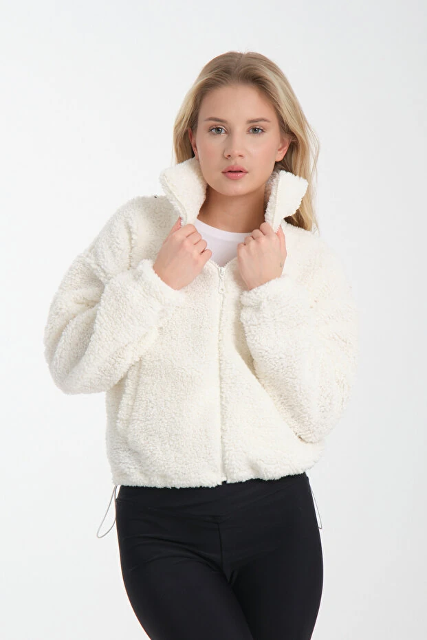 1029-Dik Yakalı Basic Peluş Mont