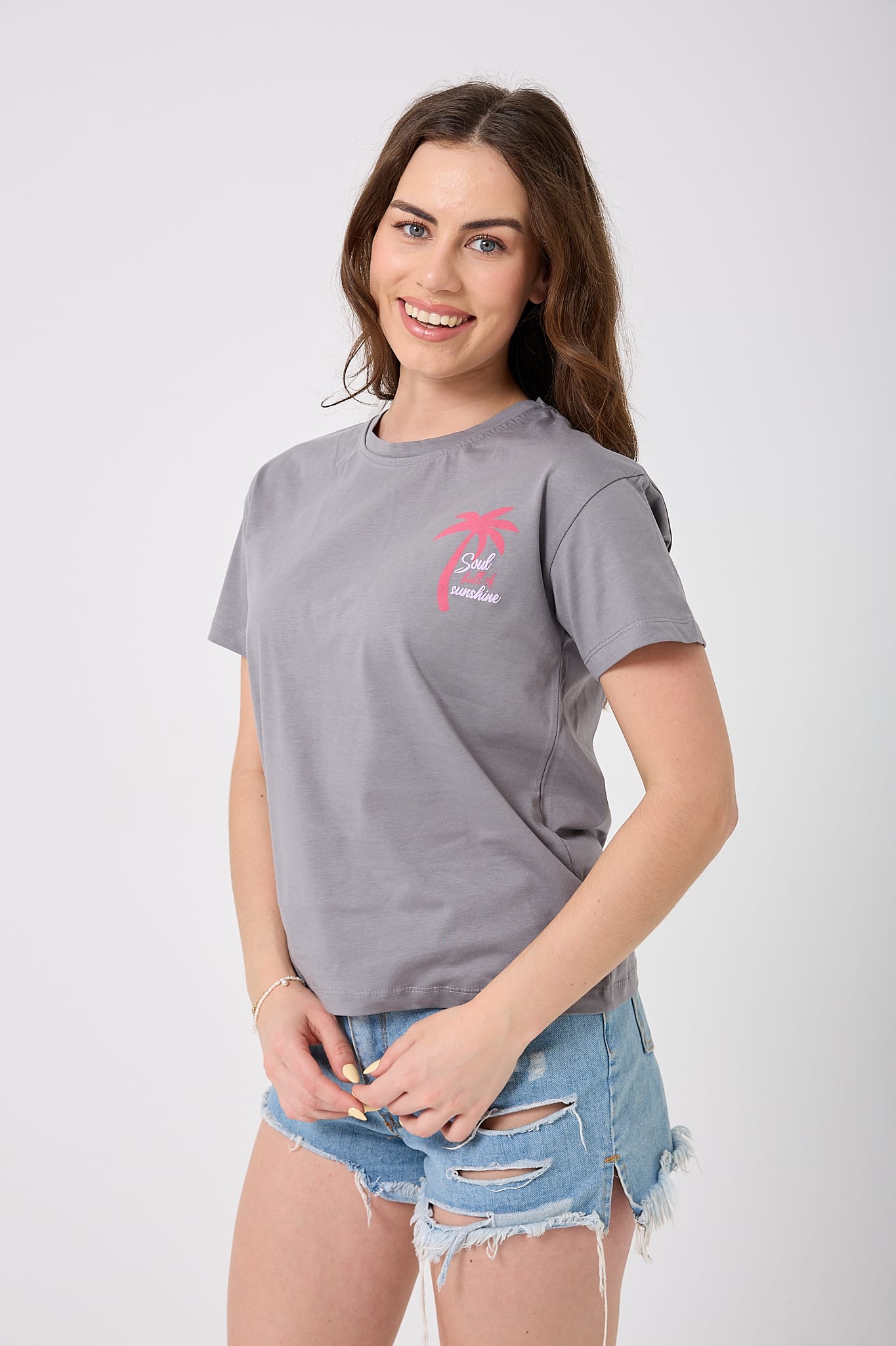 4624 - Palmiye Baskılı T-Shirt