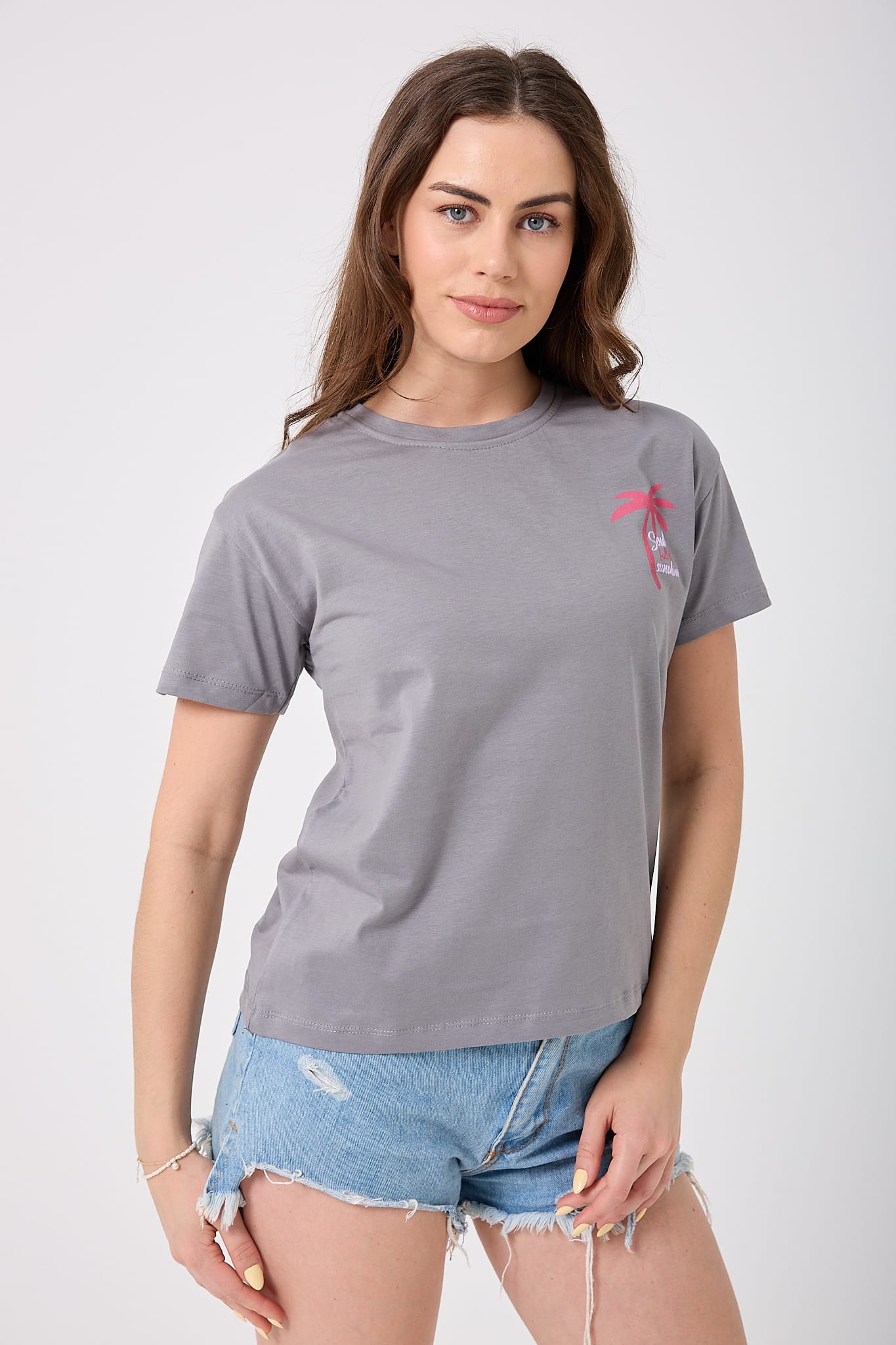 4624 - Palmiye Baskılı T-Shirt