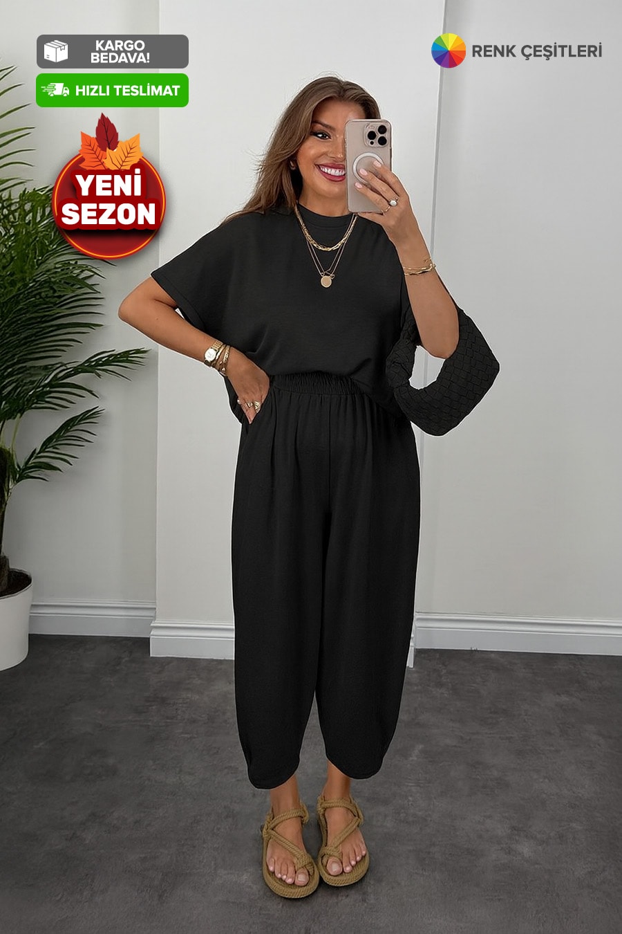 3426-Şalvarlı Oysho™ Premium Takım - Siyah