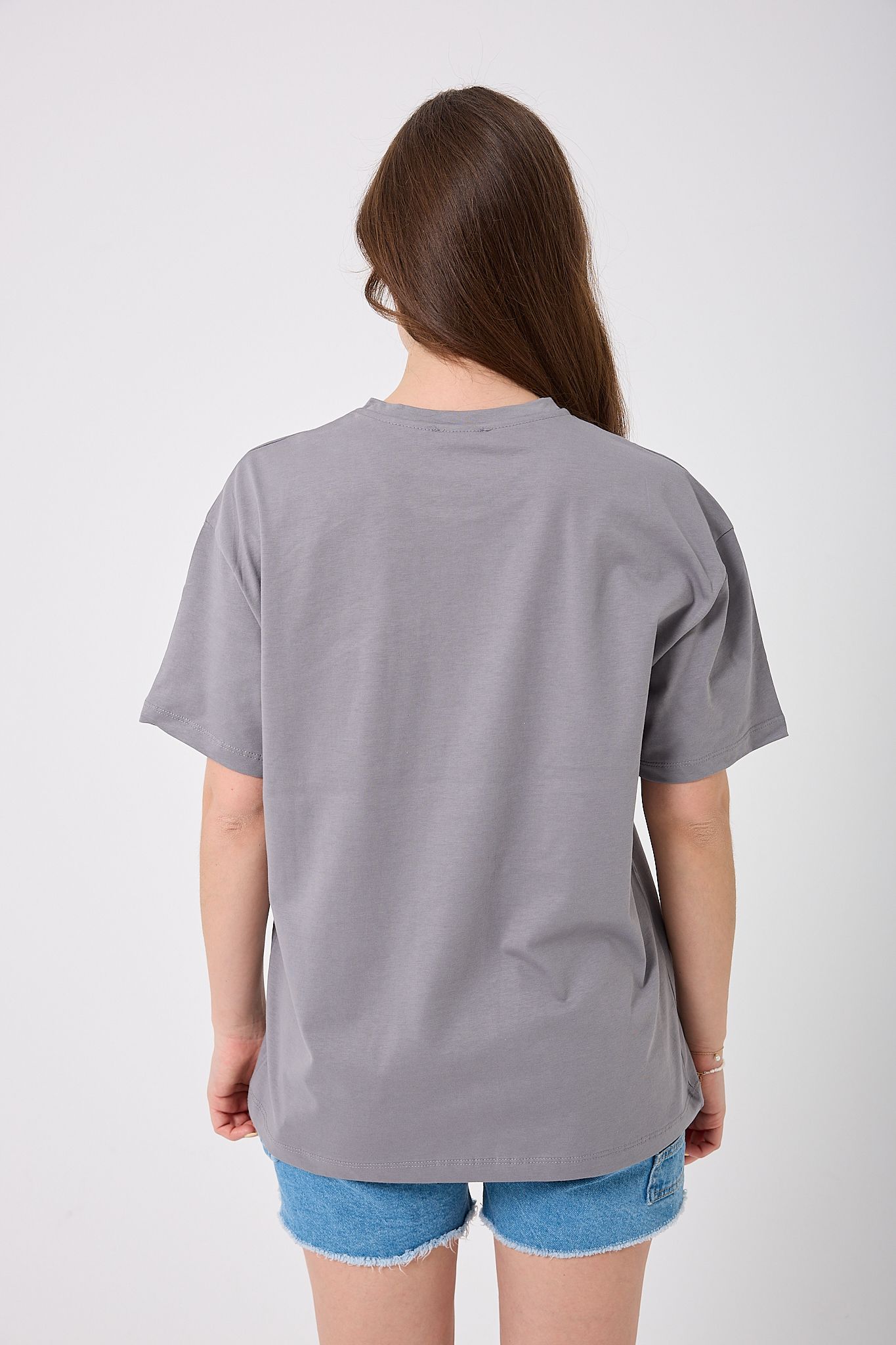 4620 - Oversize Just Feel The Love Yazı Baskılı T-Shirt