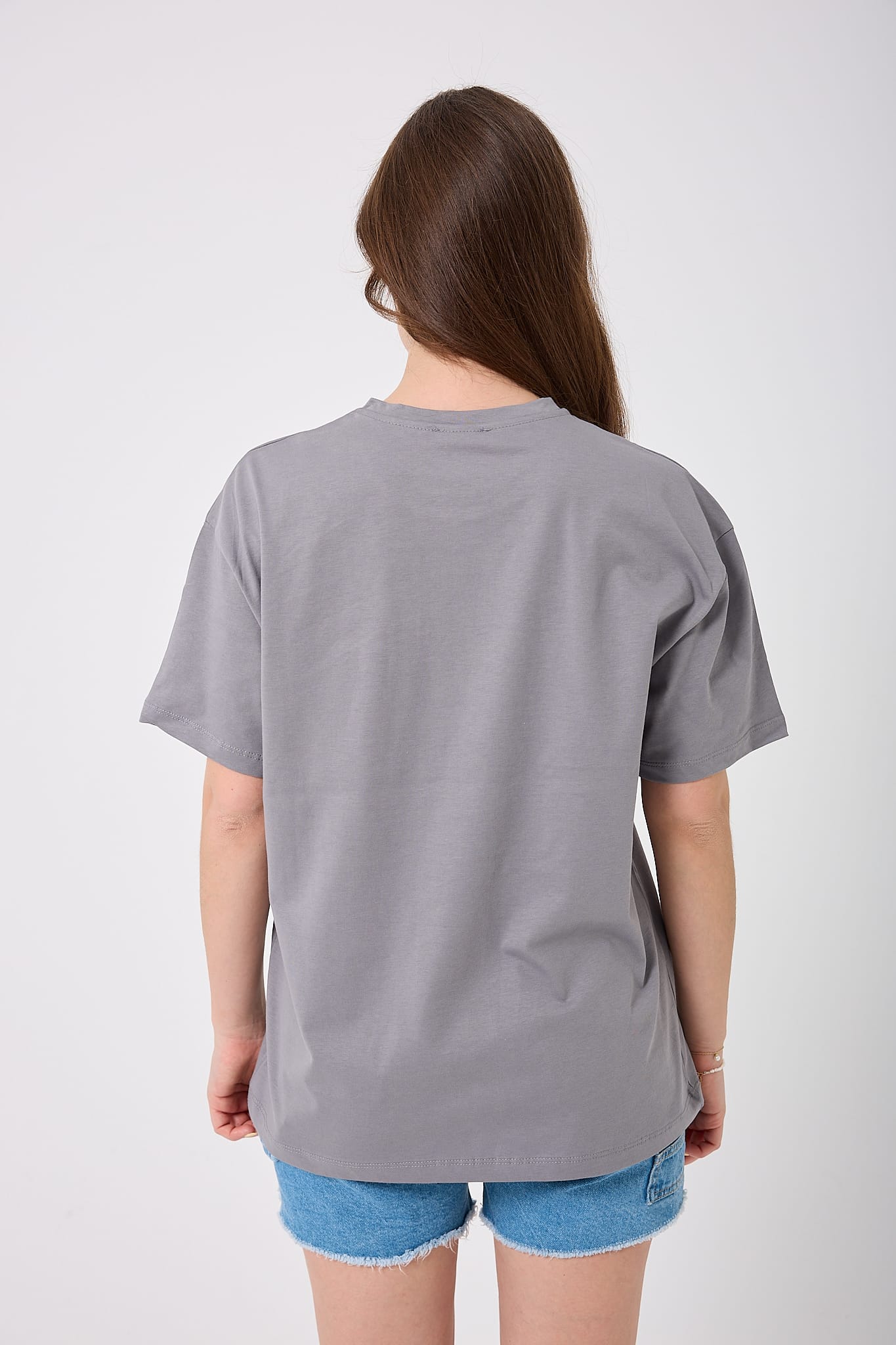 4620 - Oversize Just Feel The Love Yazı Baskılı T-Shirt