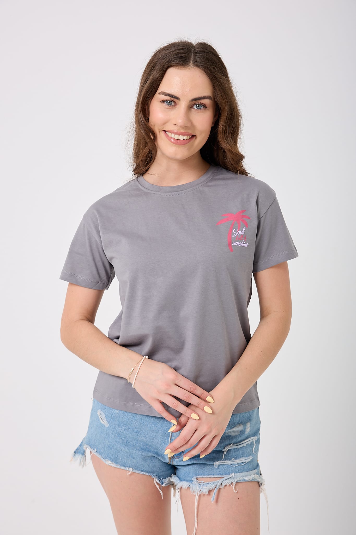 4624 - Palmiye Baskılı T-Shirt