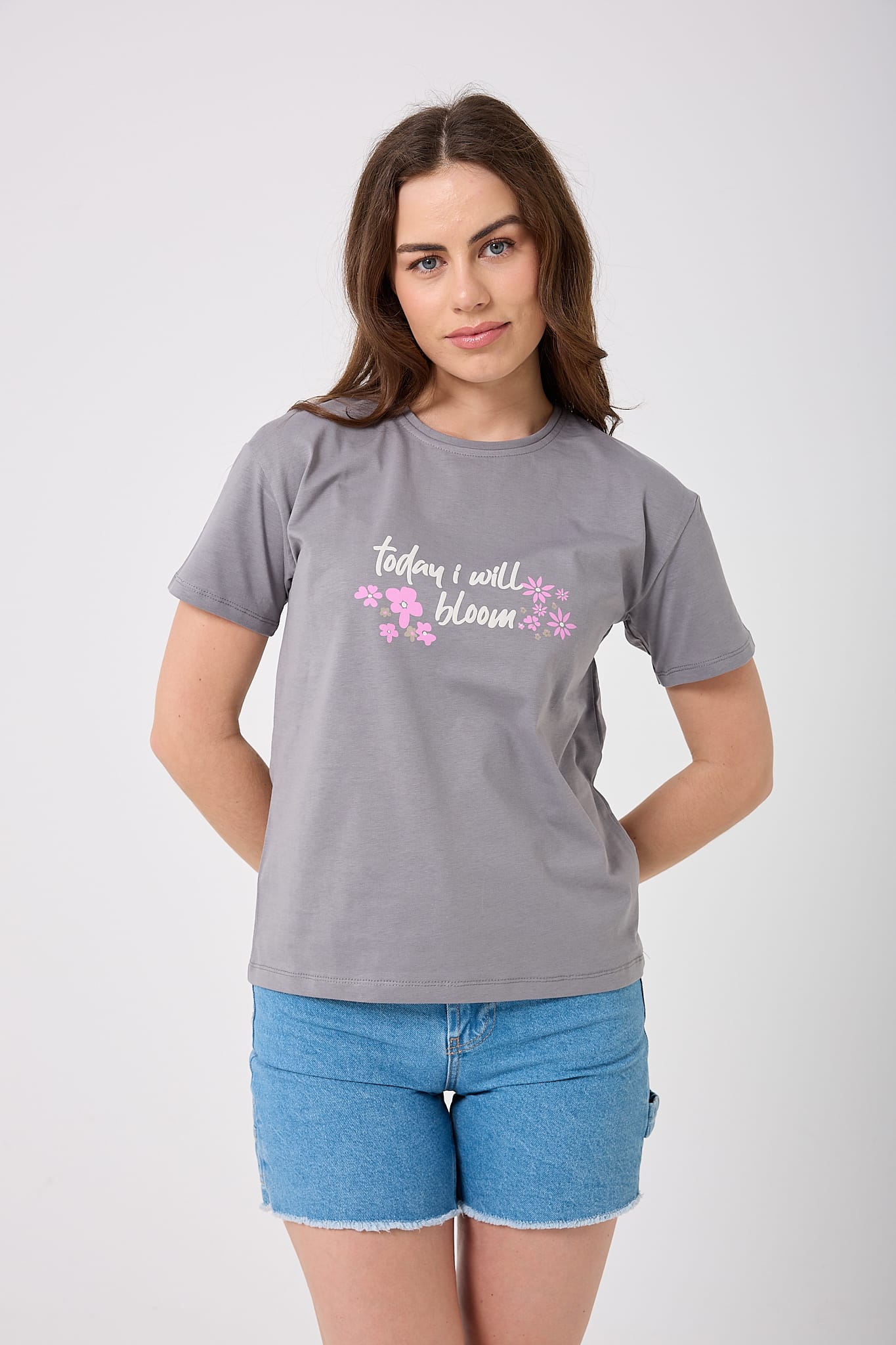 4623 - Today I Will Bloom Yazı Baskılı T-Shirt