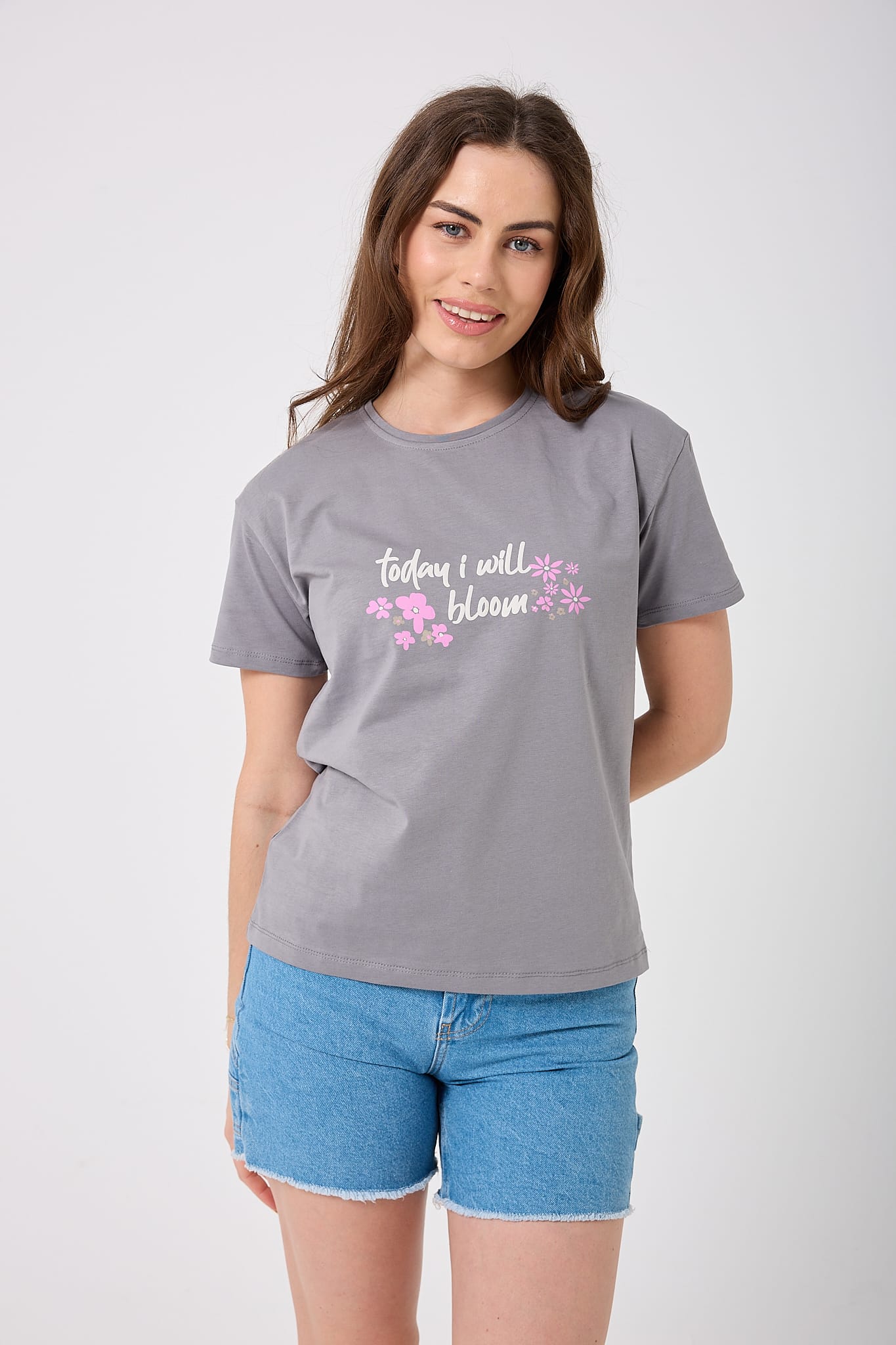 4623 - Today I Will Bloom Yazı Baskılı T-Shirt