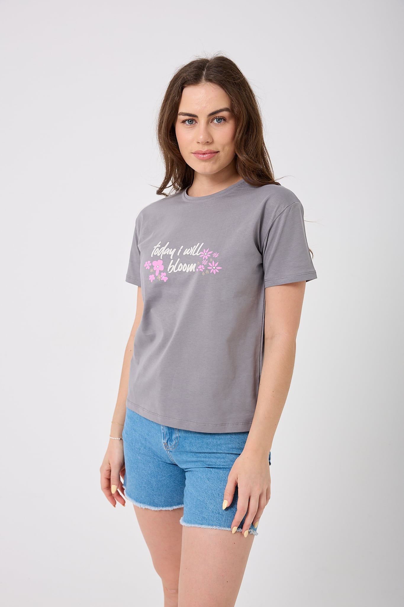 4623 - Today I Will Bloom Yazı Baskılı T-Shirt