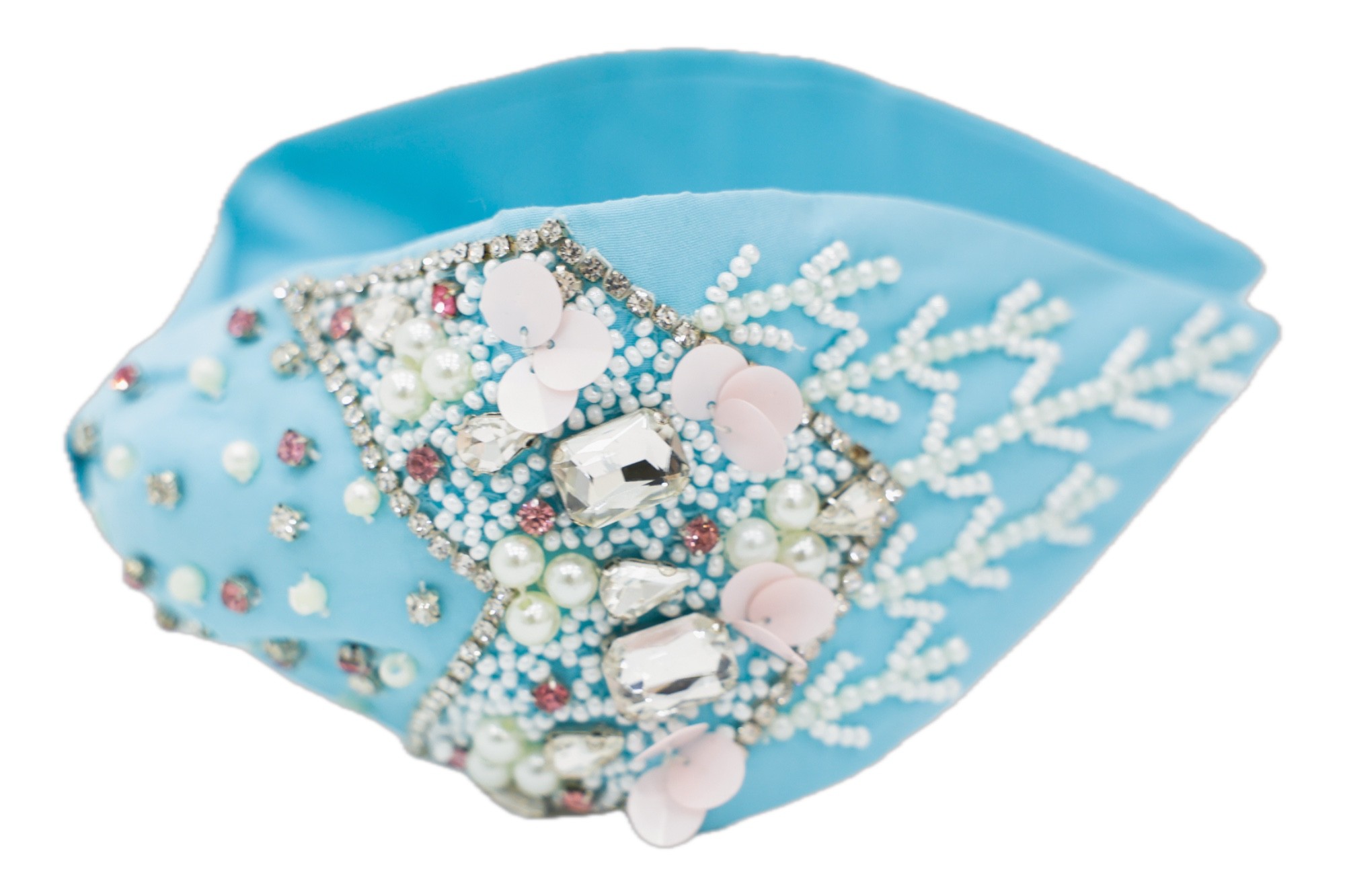 Agata Bead Embroidered Women Headband