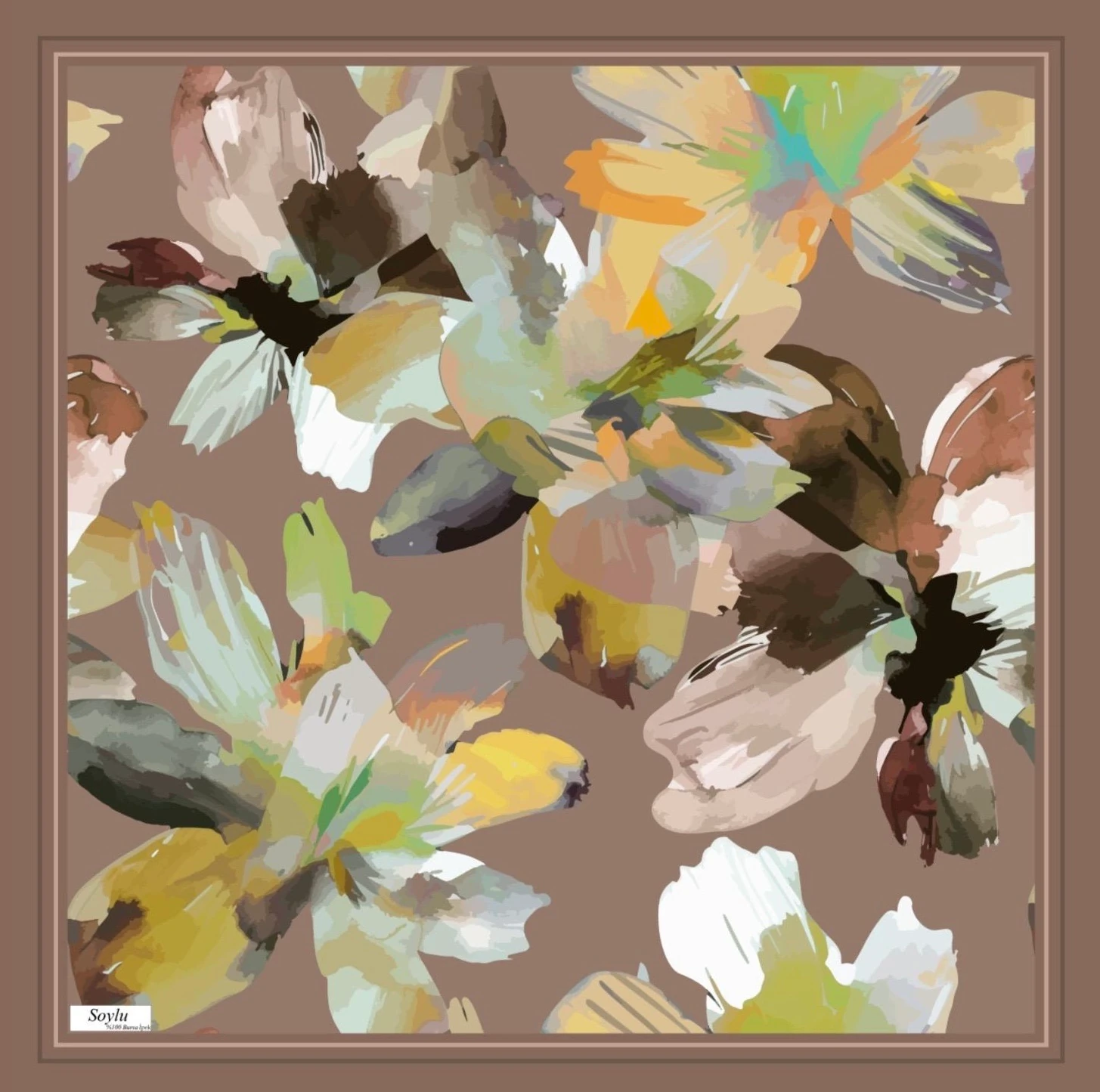 Desenli İpek Twill Eşarp