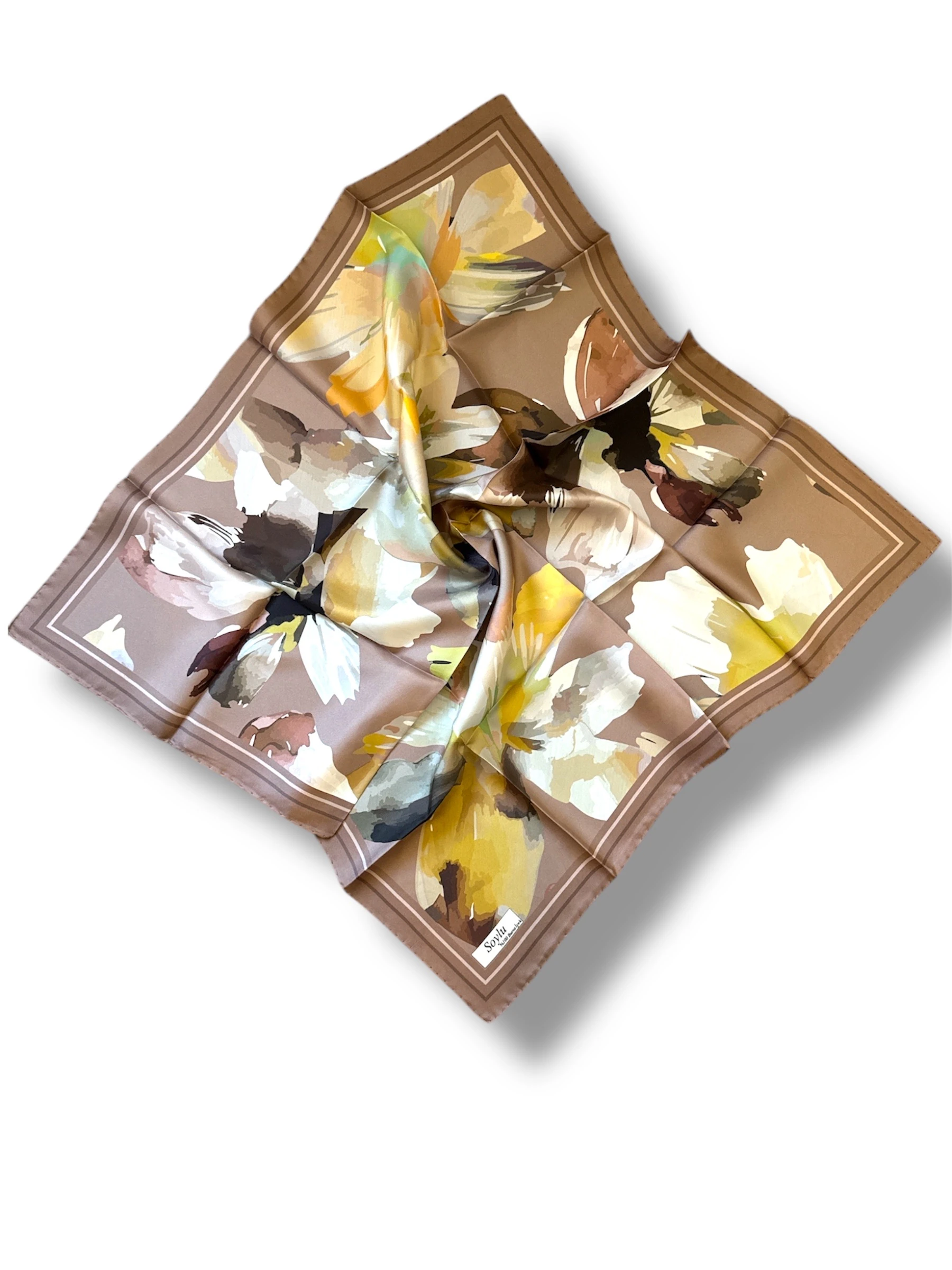 Desenli İpek Twill Eşarp