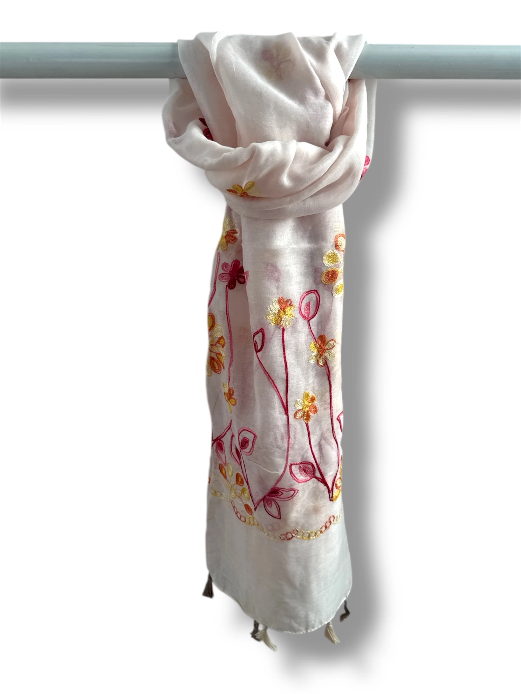 İşlemeli Pamuk Şal