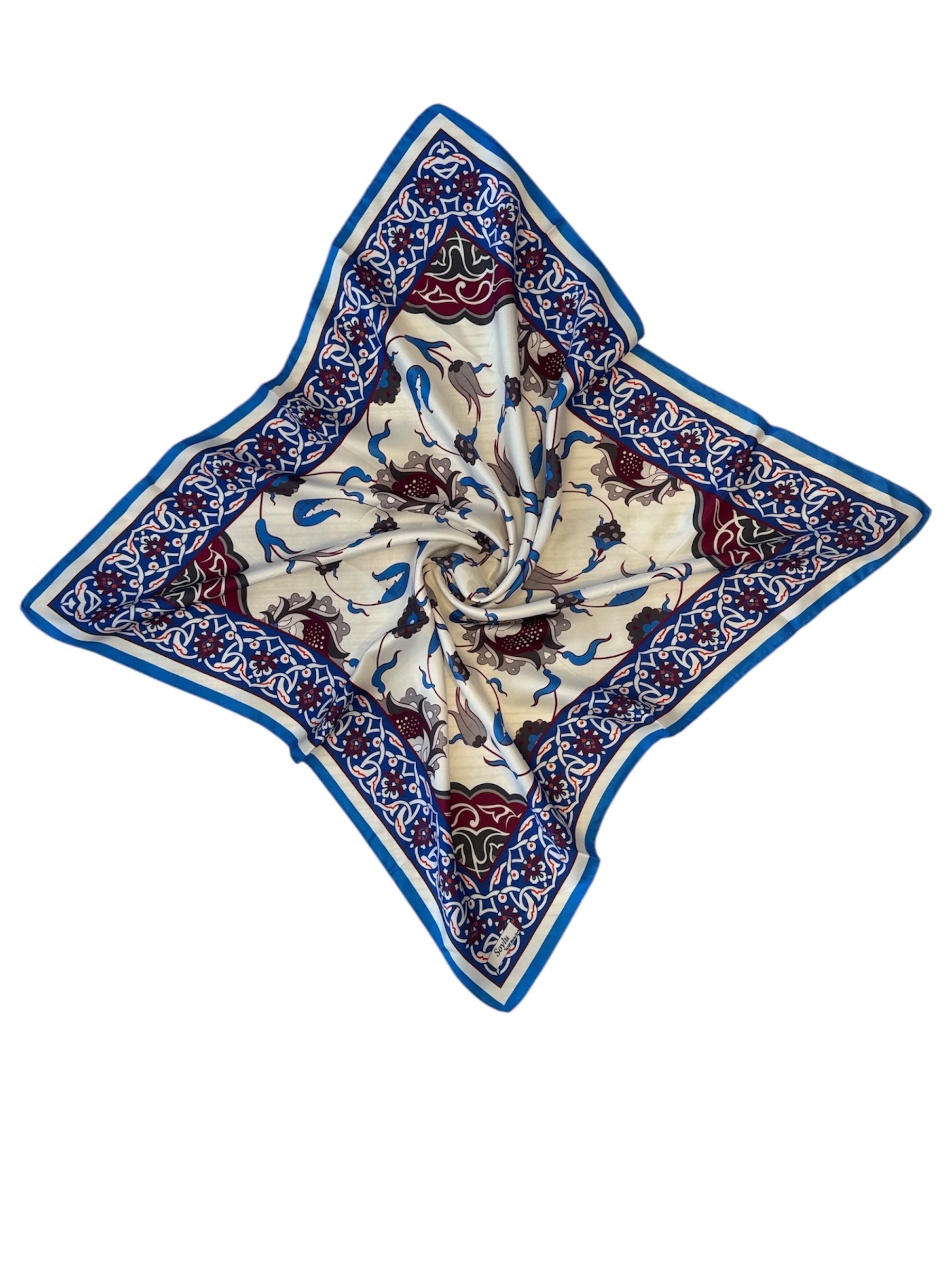Motifli İpek Twill Eşarp