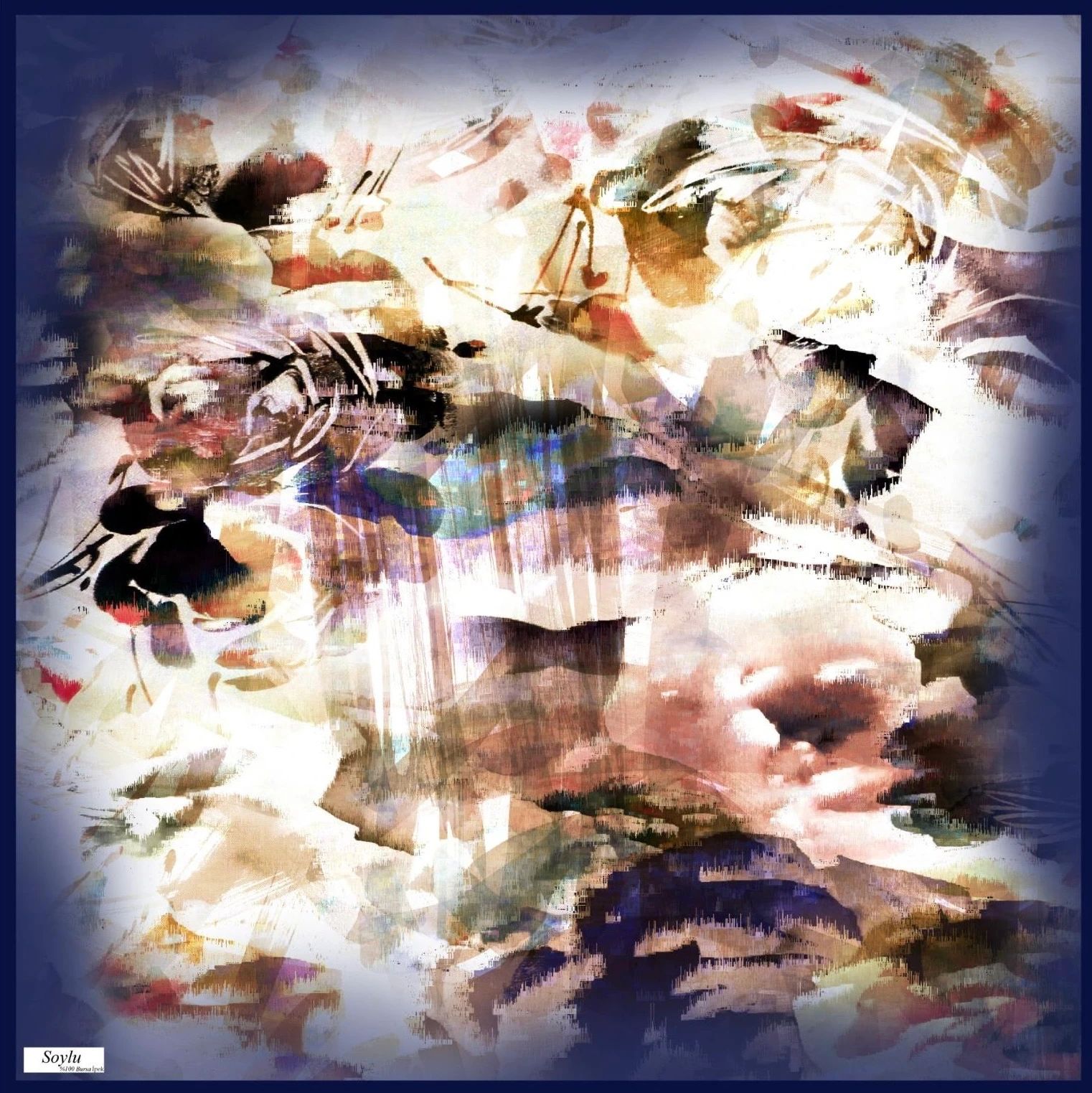 Desenli İpek Twill Eşarp