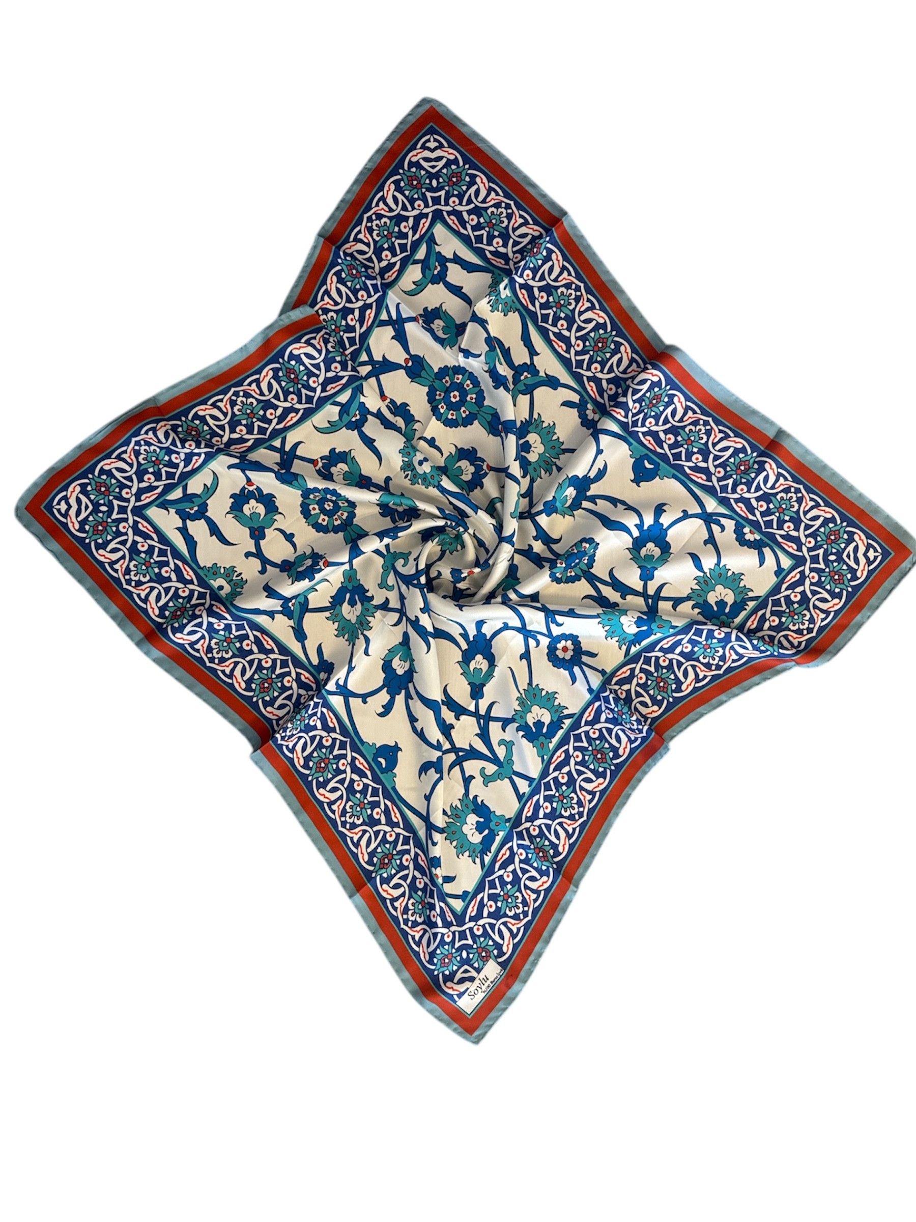 Motifli İpek Twill Eşarp