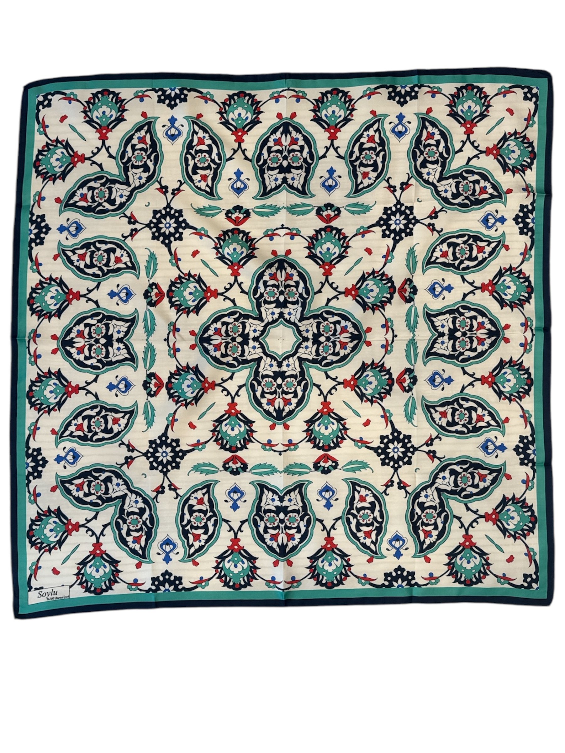Motifli İpek Twill Eşarp