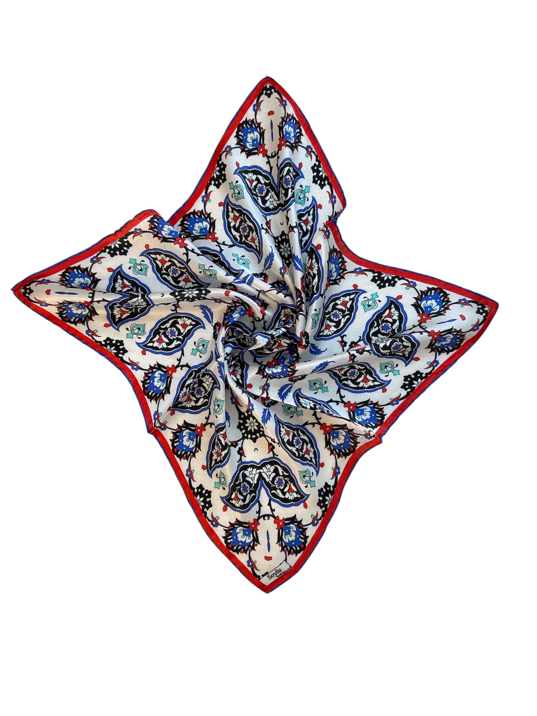 Türk Motifli İpek Mendil Fular