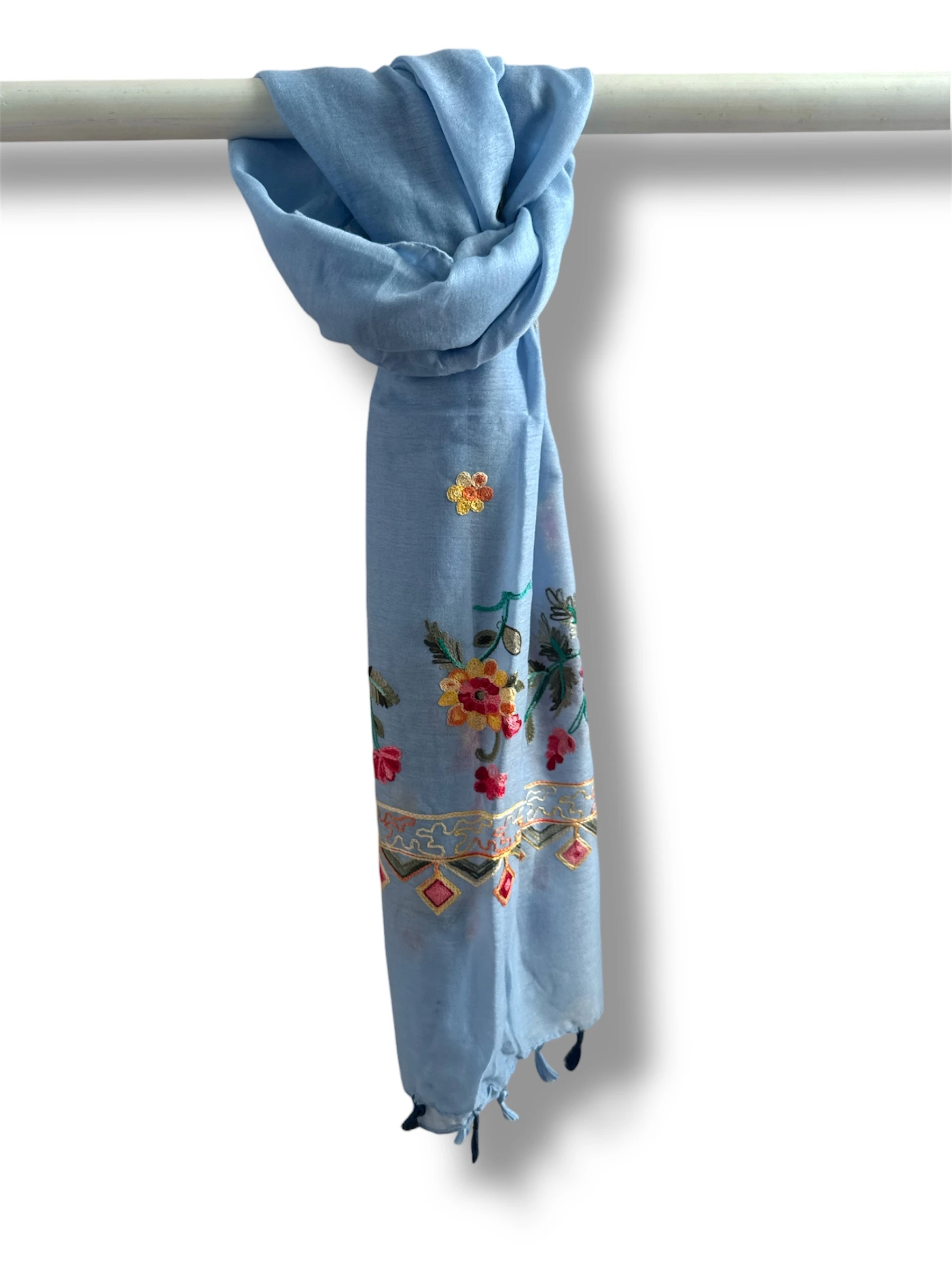 İşlemeli Pamuk Şal