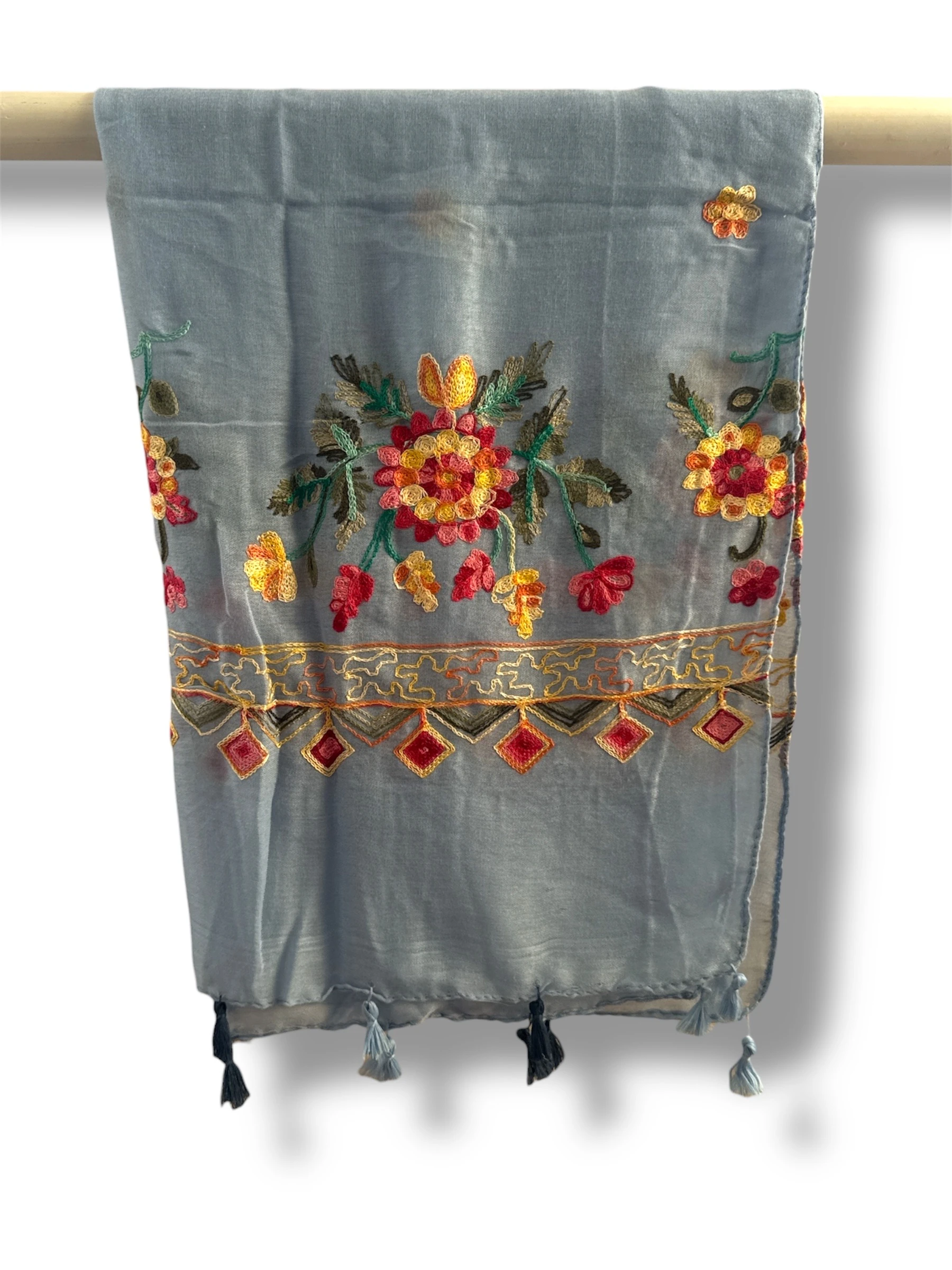 İşlemeli Pamuk Şal