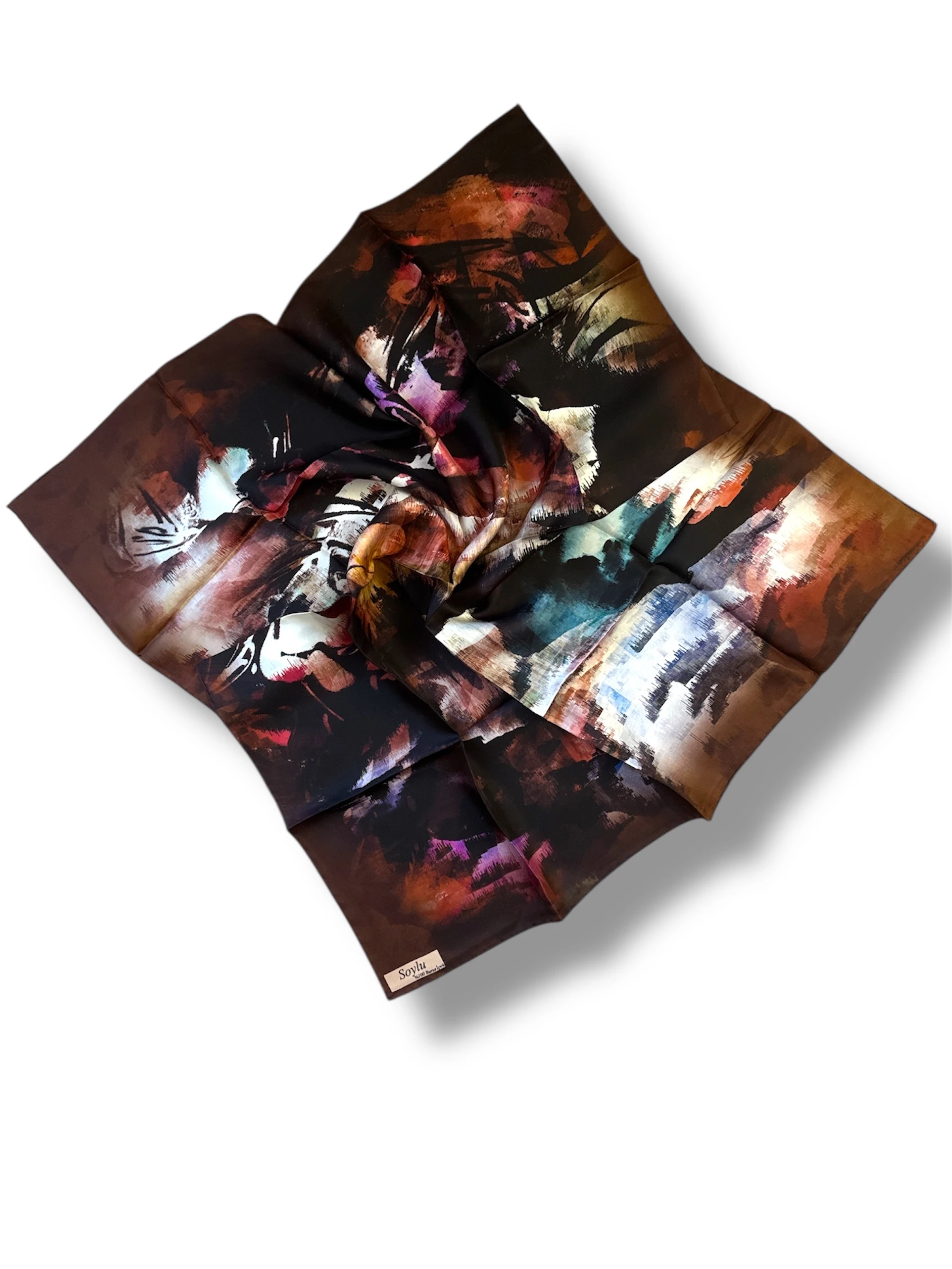 Desenli İpek Twill Eşarp