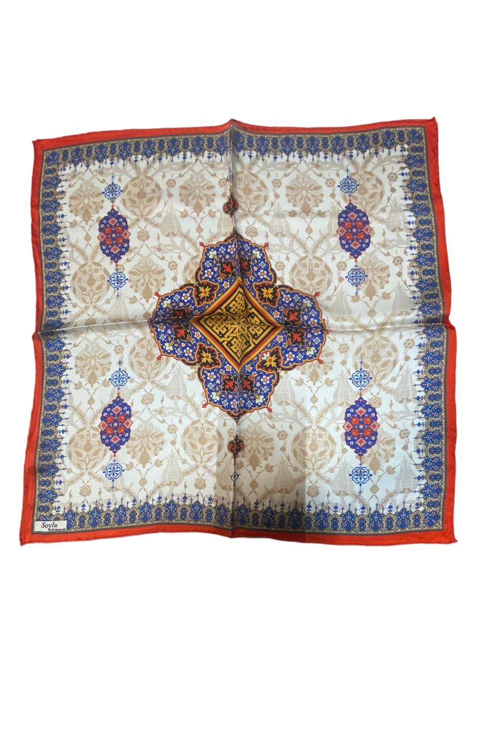 Türk Motifli İpek Mendil Fular