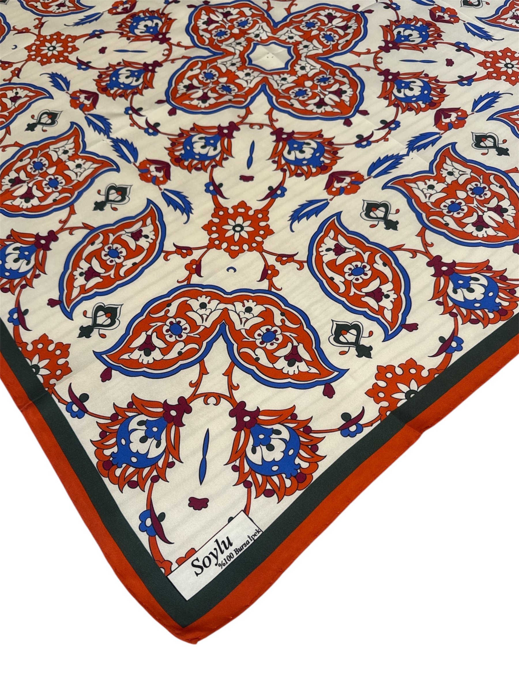 Motifli İpek Twill Eşarp