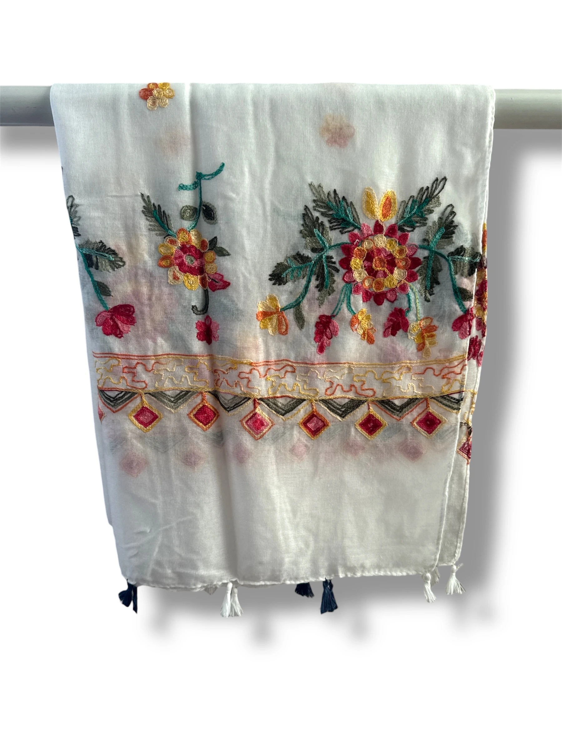 İşlemeli Pamuk Şal