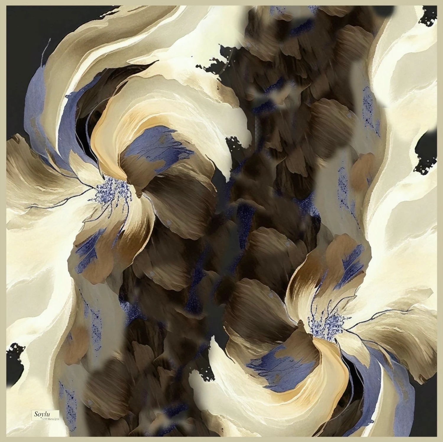 Desenli İpek Twill Eşarp