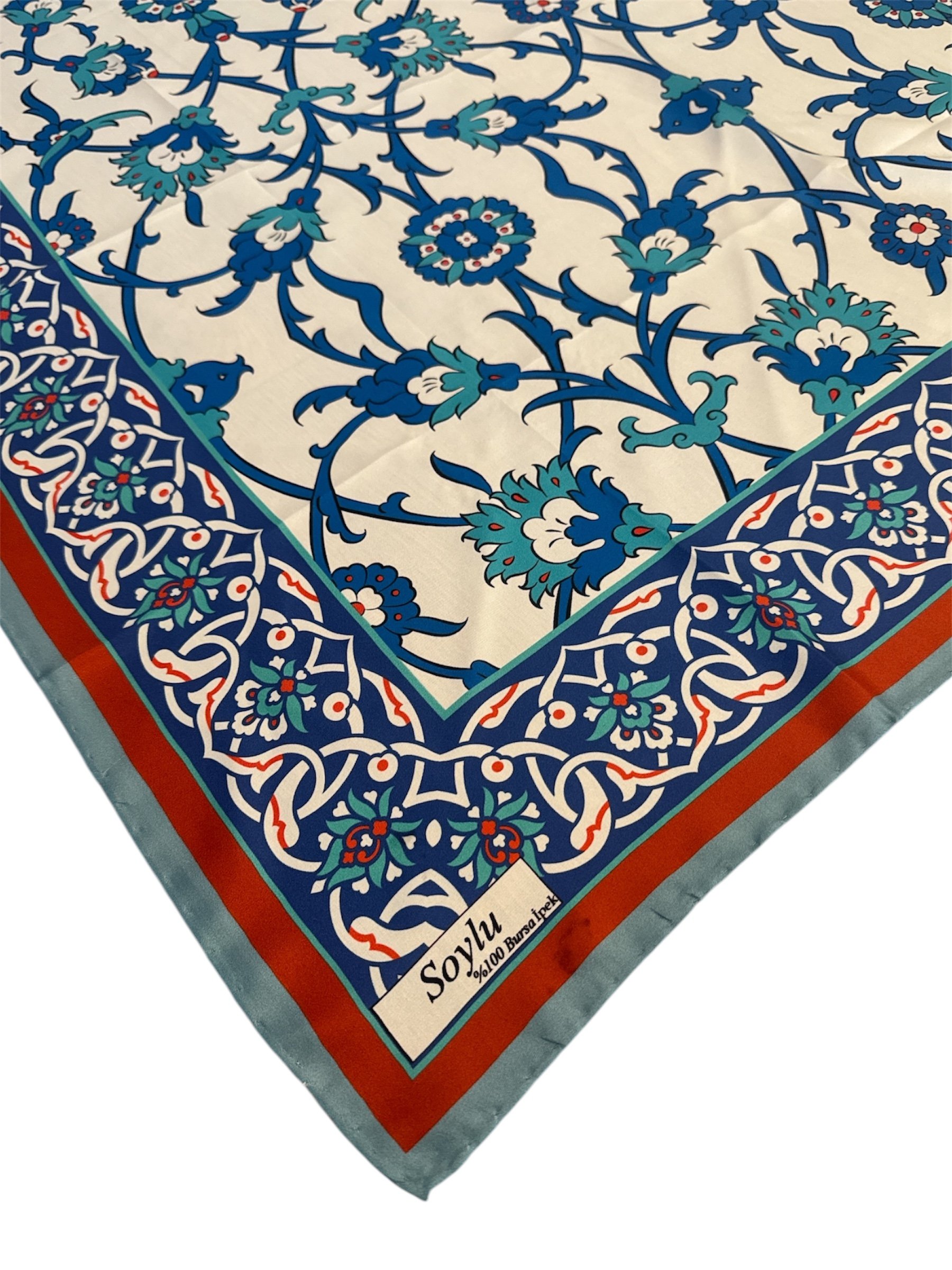 Motifli İpek Twill Eşarp