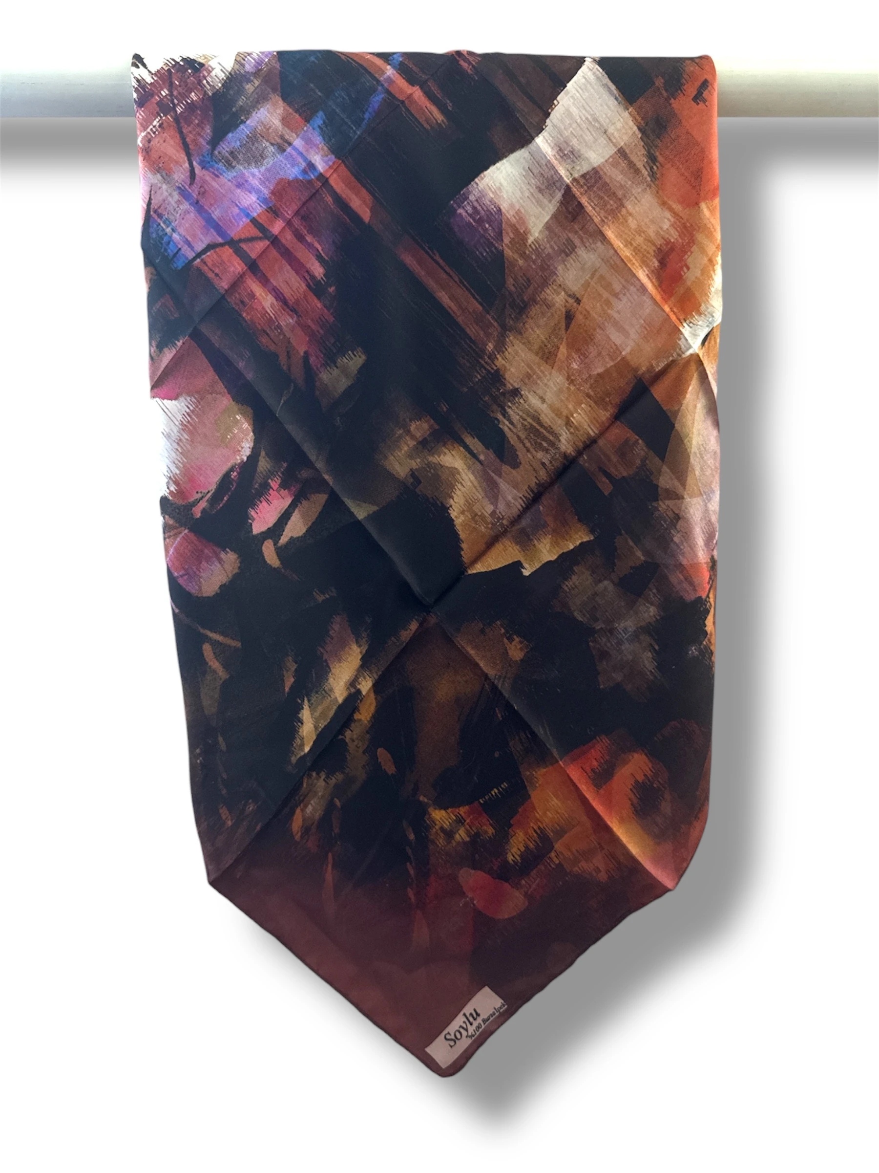 Desenli İpek Twill Eşarp