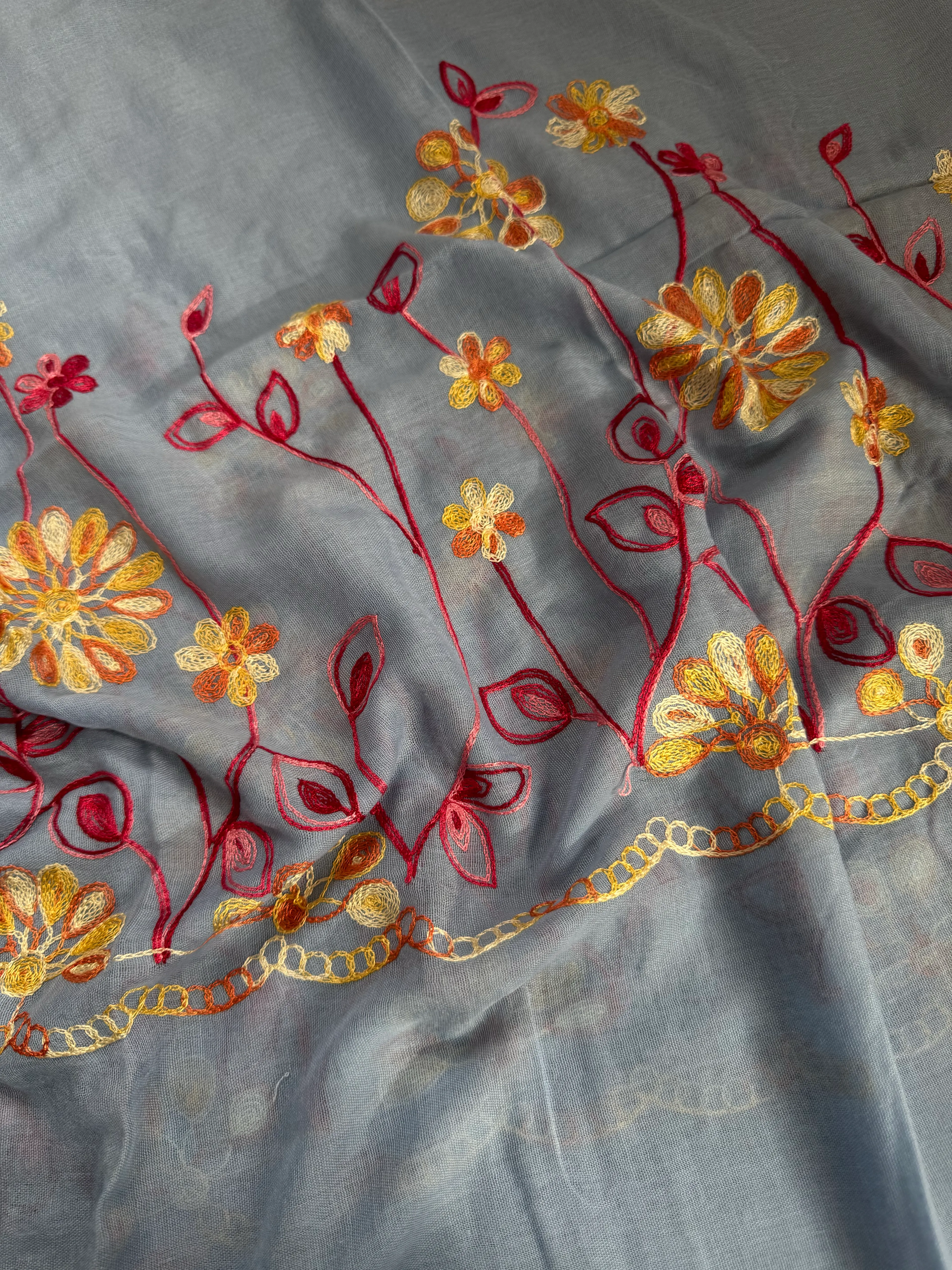 İşlemeli Pamuk Şal