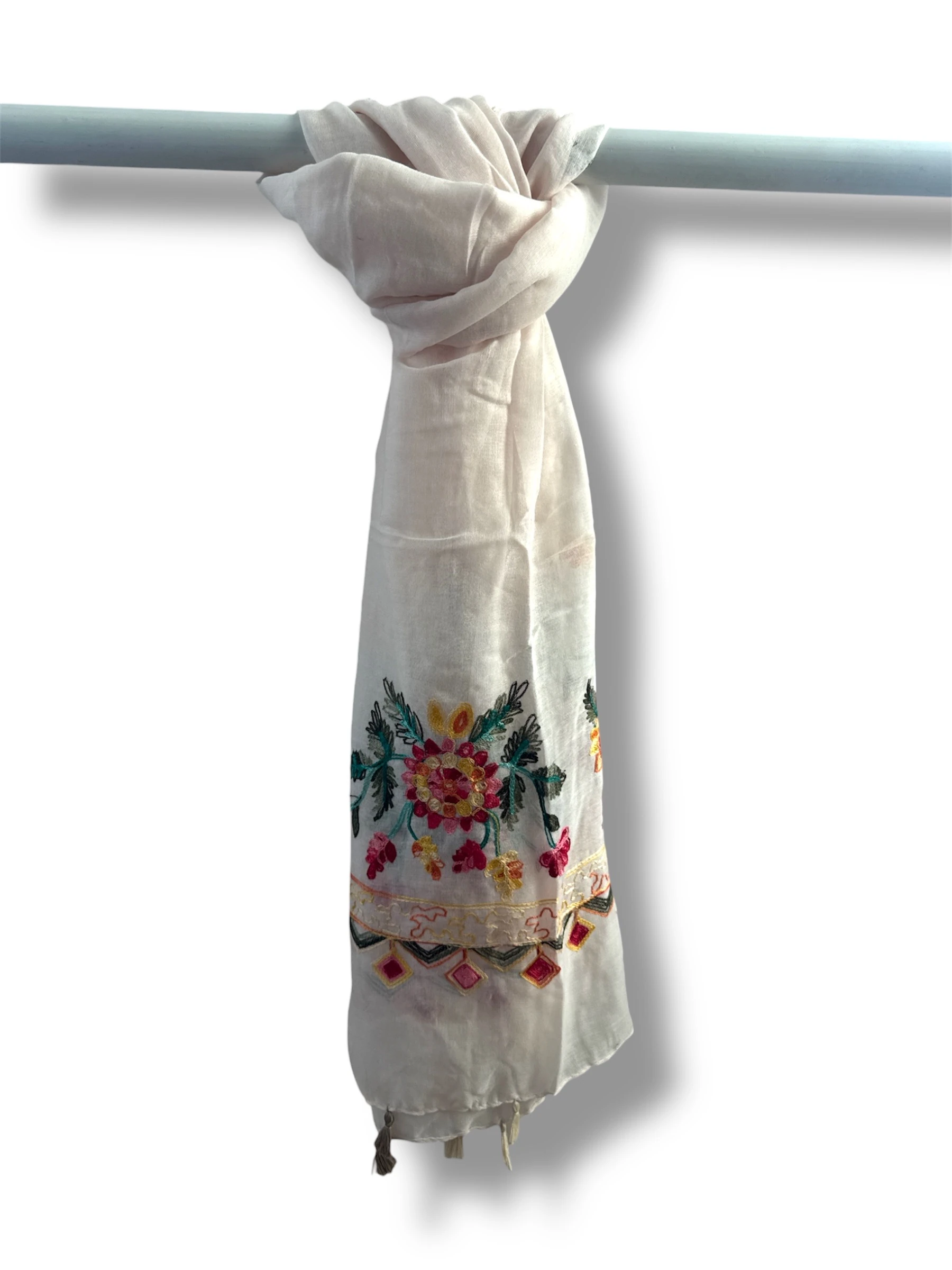 İşlemeli Pamuk Şal