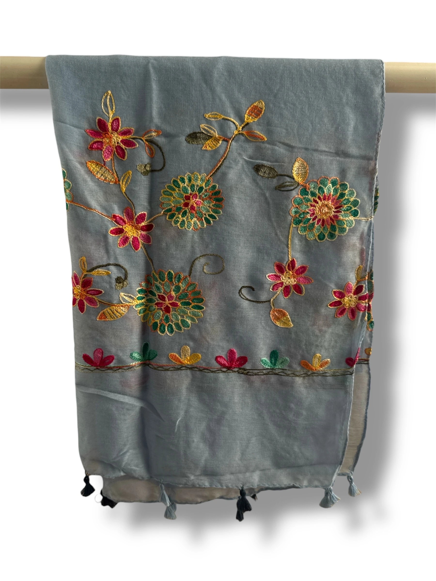 İşlemeli Pamuk Şal