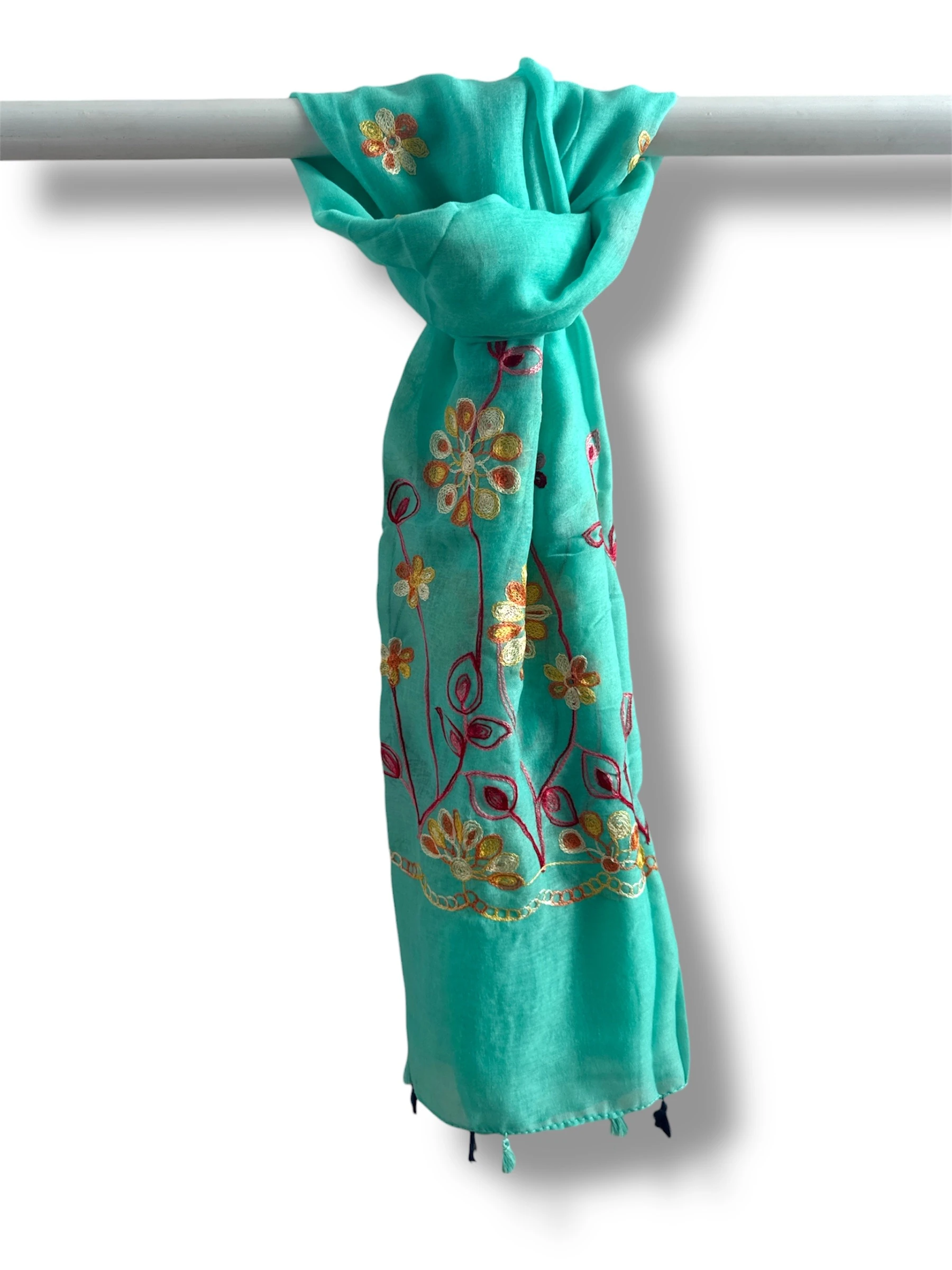 İşlemeli Pamuk Şal