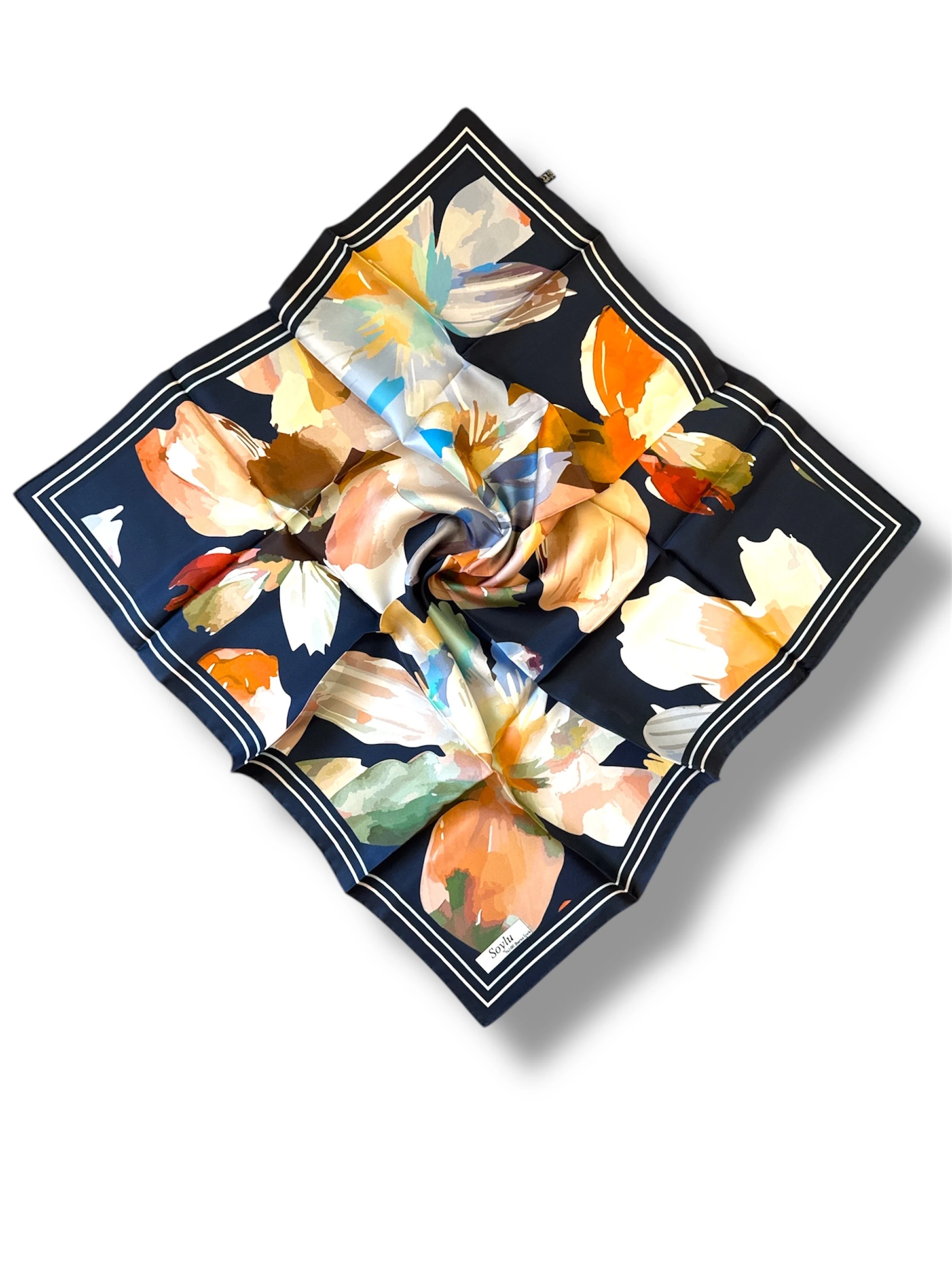 Desenli İpek Twill Eşarp