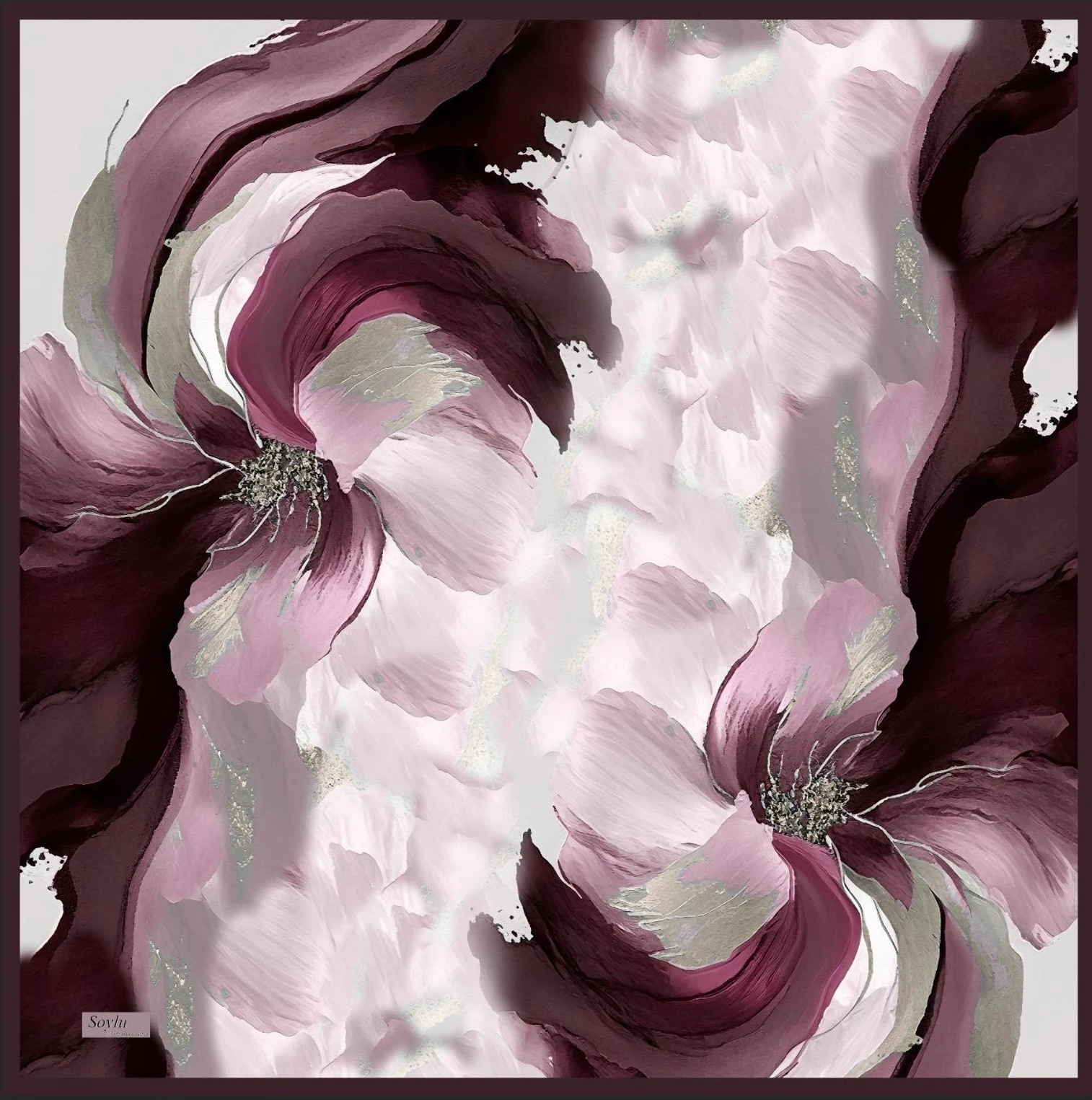 Desenli İpek Twill Eşarp