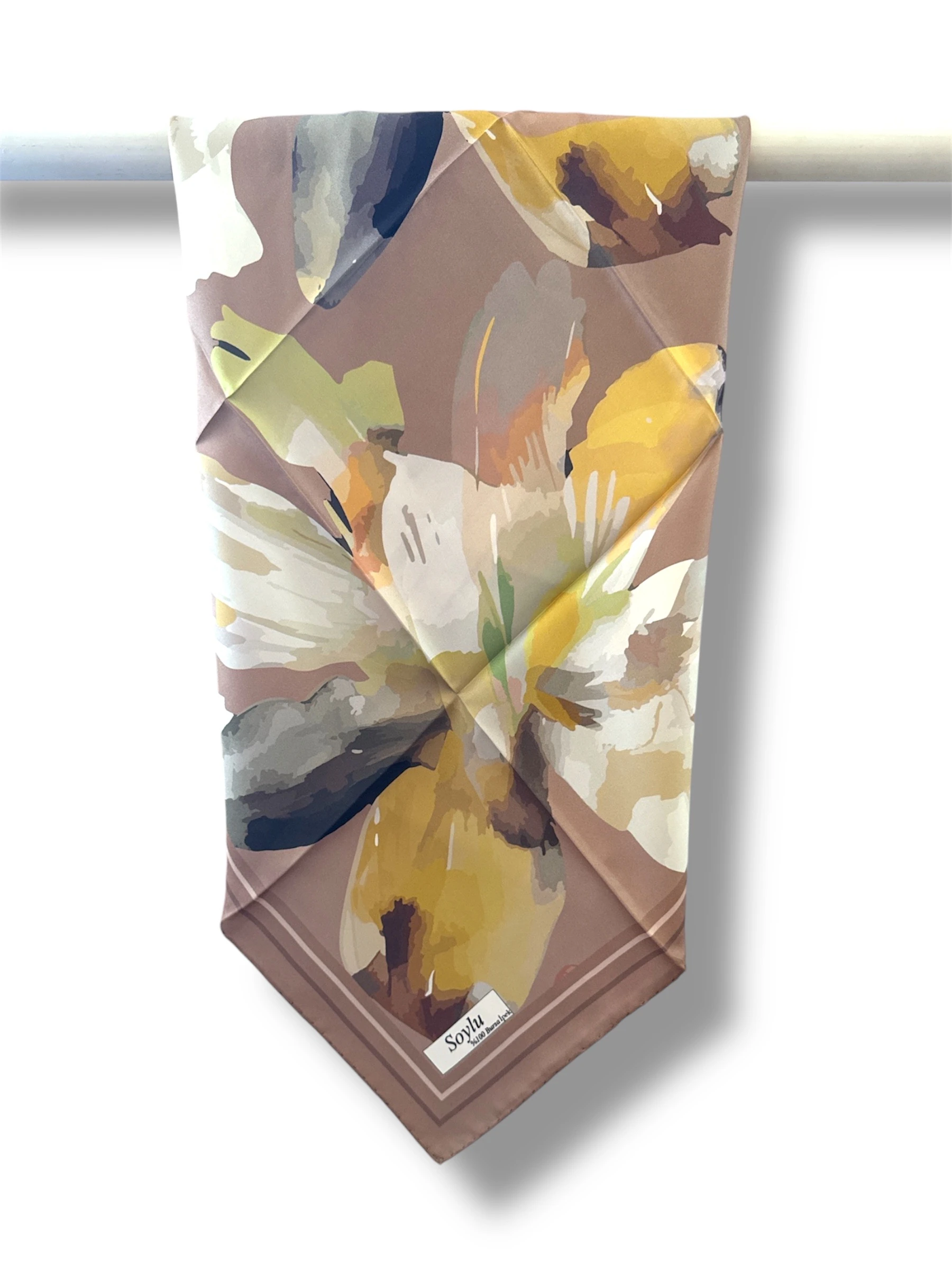 Desenli İpek Twill Eşarp