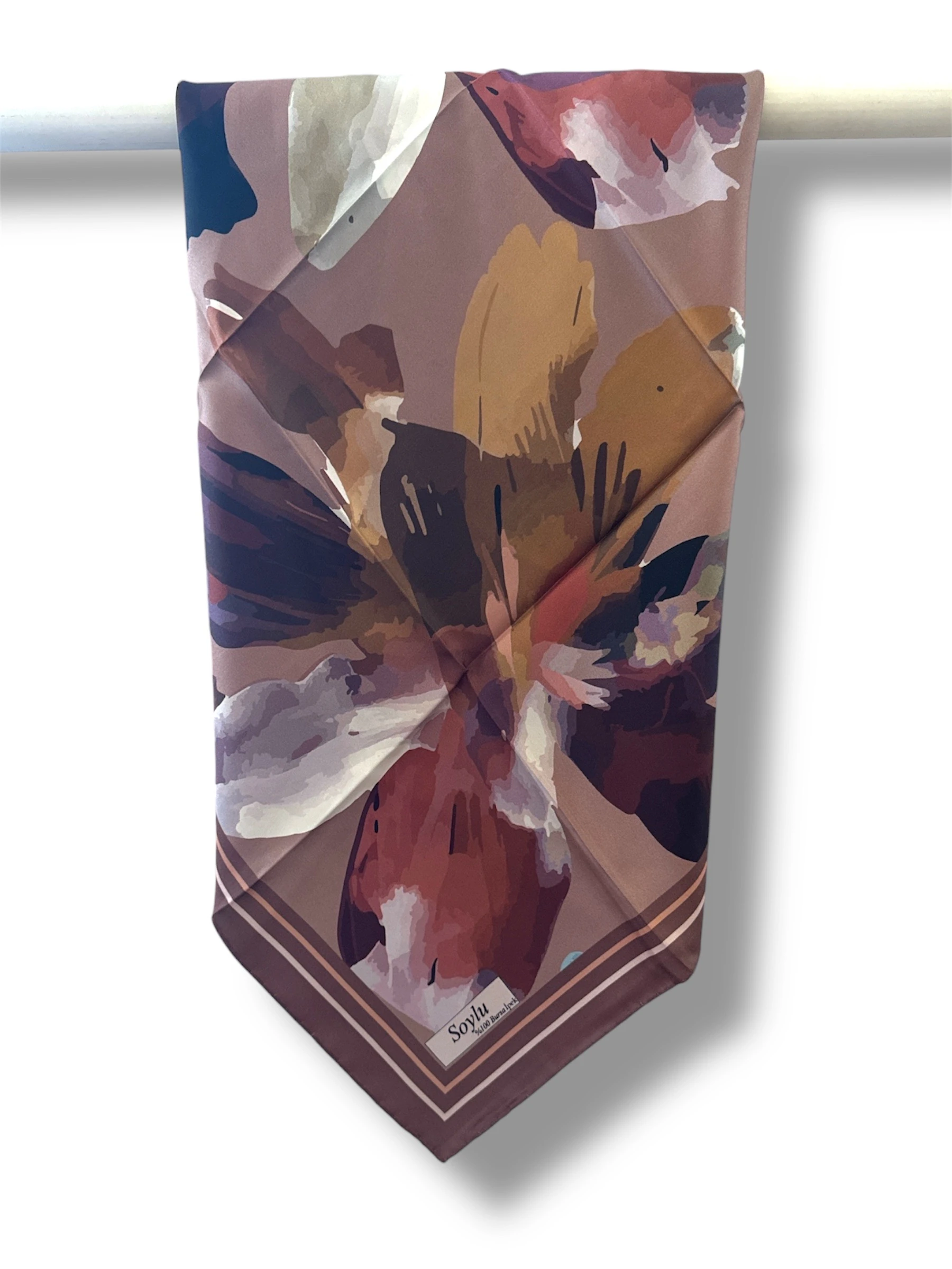 Desenli İpek Twill Eşarp