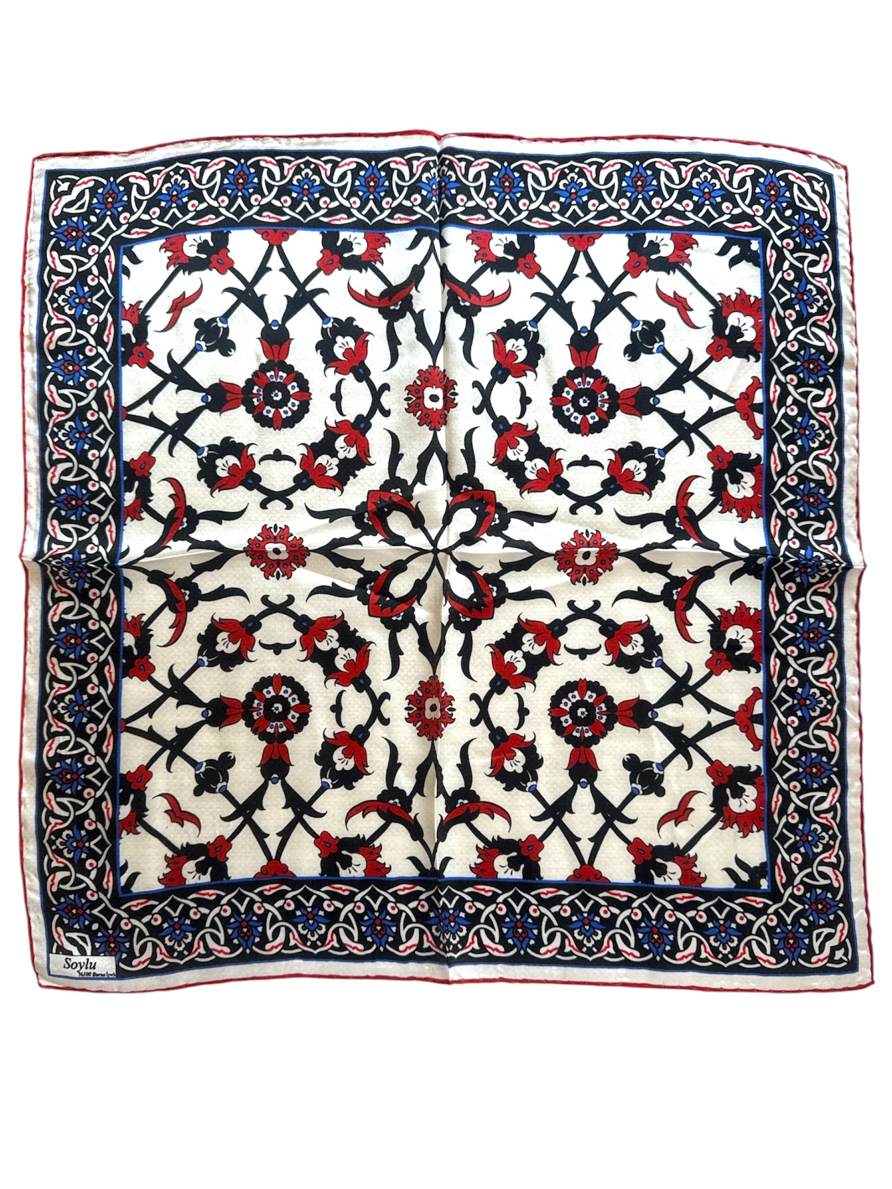 Türk Motifli İpek Mendil Fular