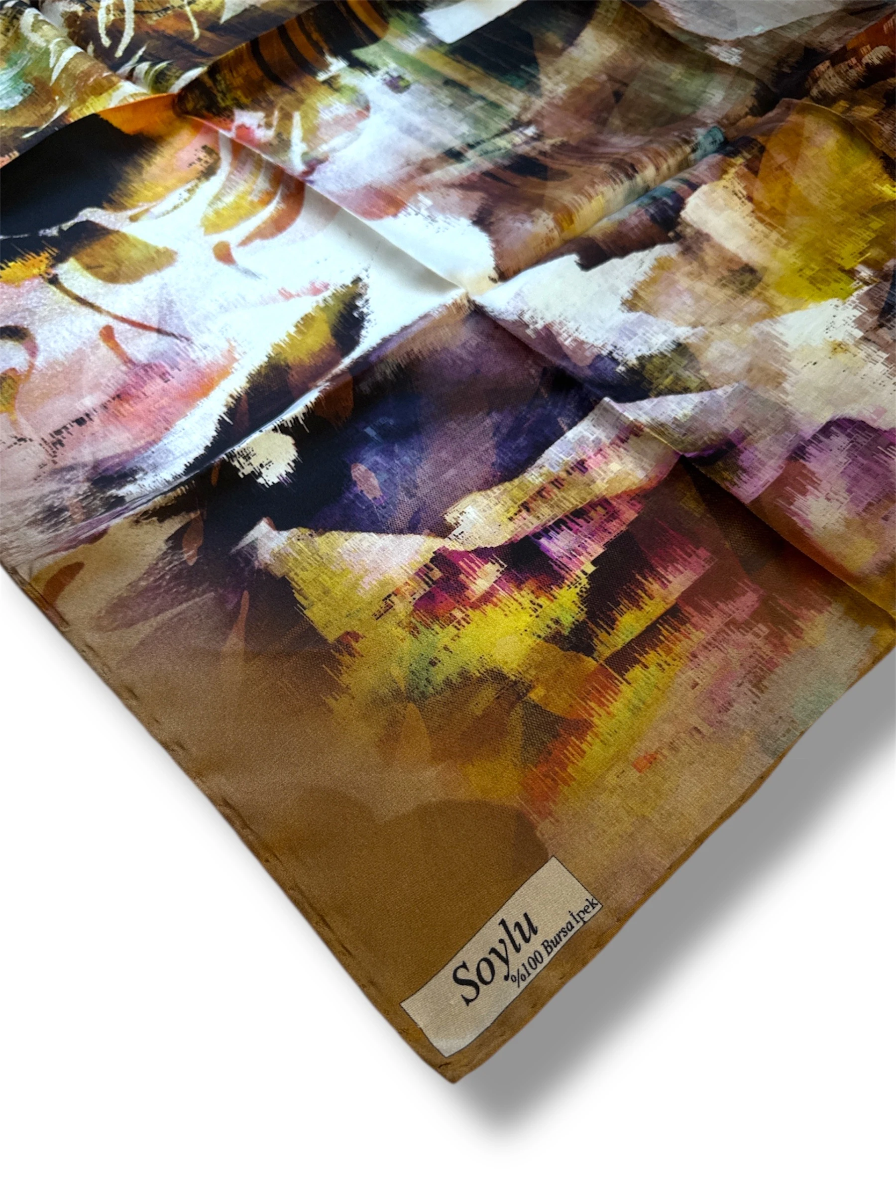 Desenli İpek Twill Eşarp