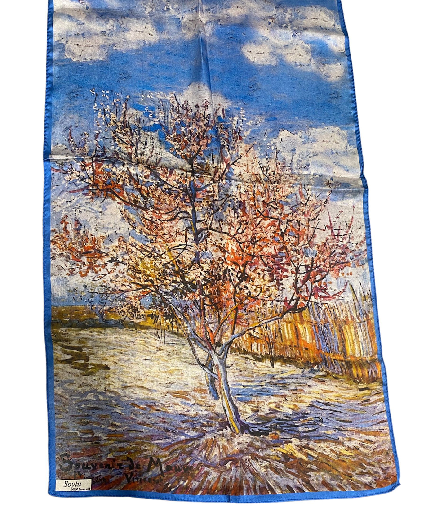 Vincent Van Gogh Çiçek Açmış Şeftali Ağacı İpek Fular